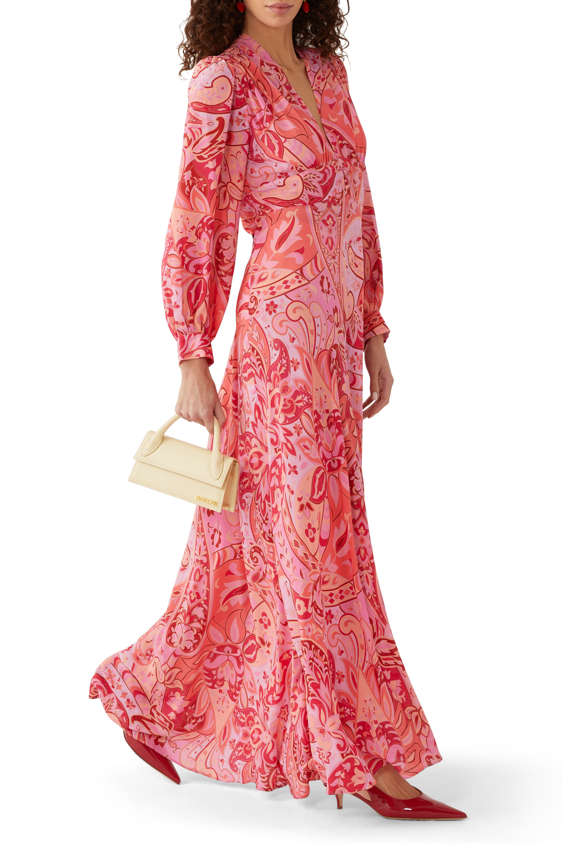 فستان ايموري حرير بطبعات