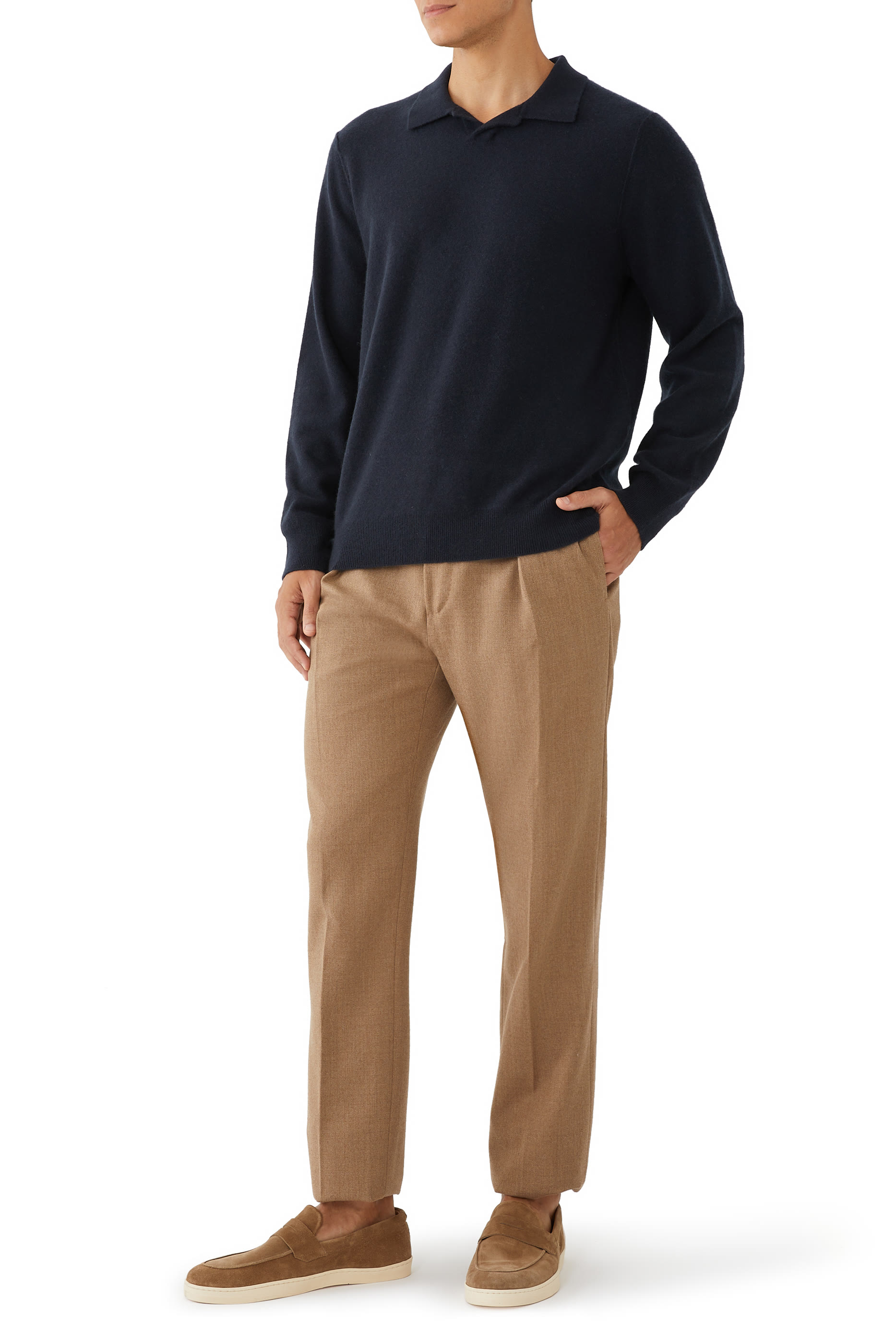 كنزة بياقة جوني كشمير بارز الملمس