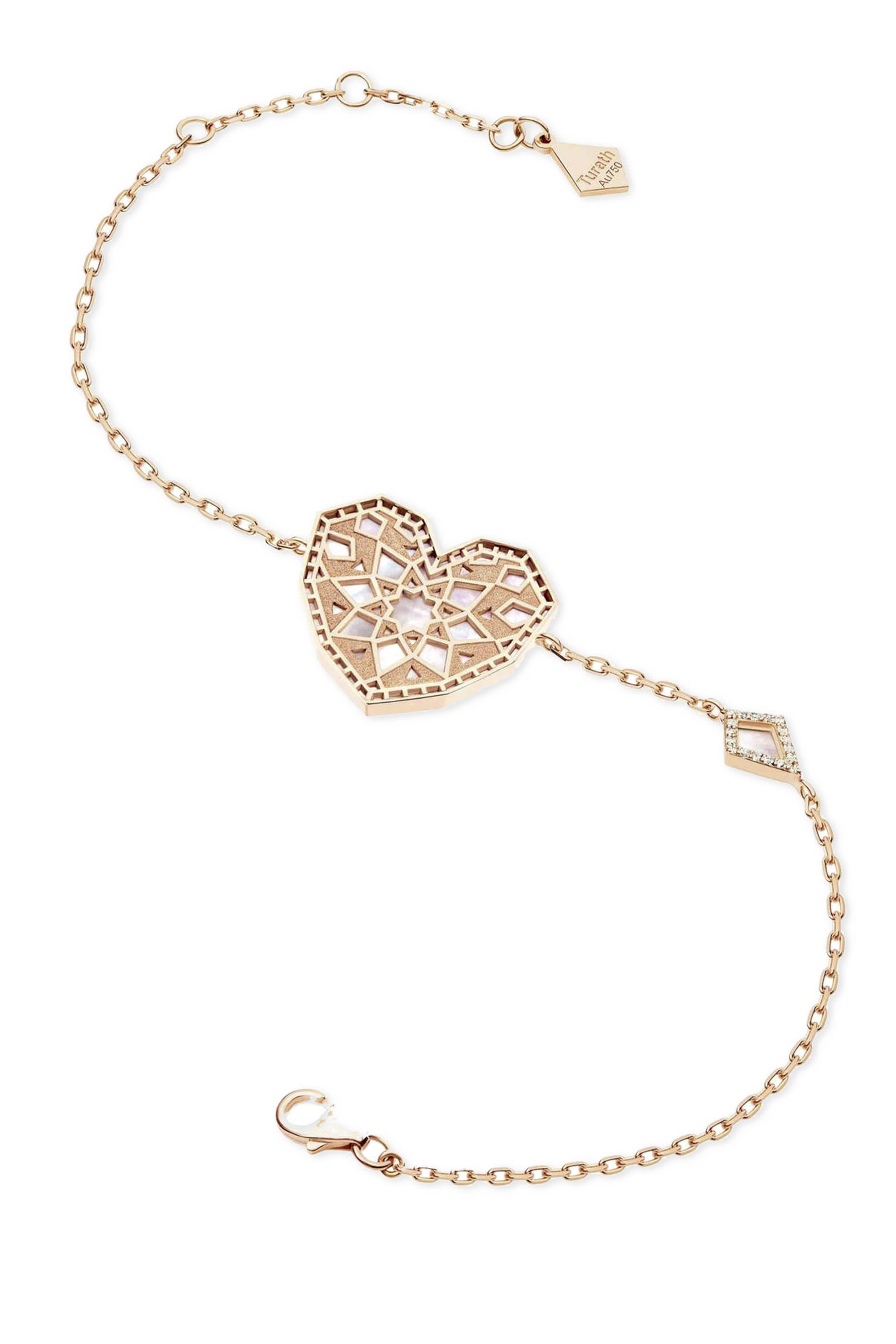 سوار صغير قلب تراث مرصع بالماس وعرق اللؤلؤ، ذهب وردي عيار 18