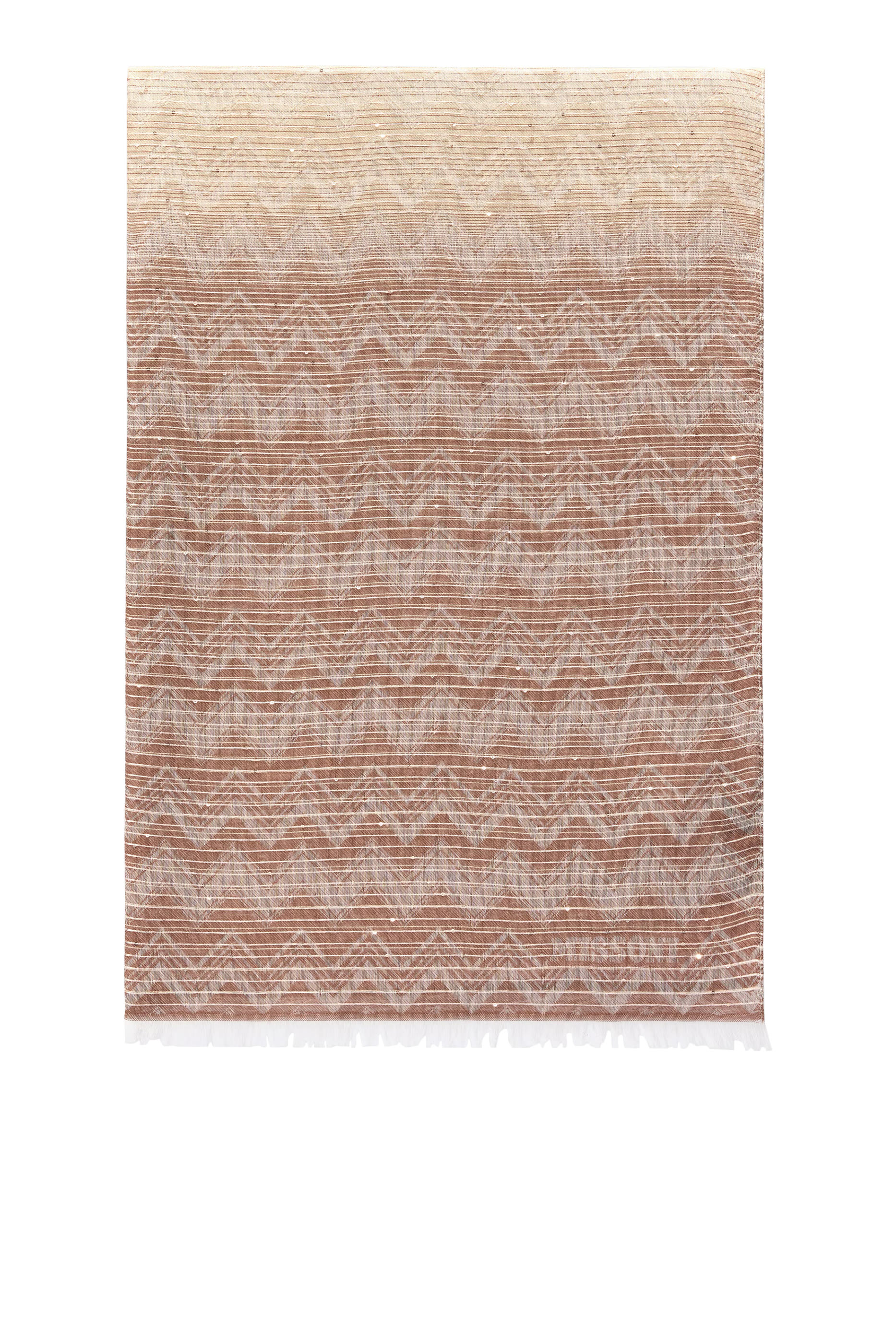 وشاح بنقشة خطوط متعرجة وشعار الماركة وترتر