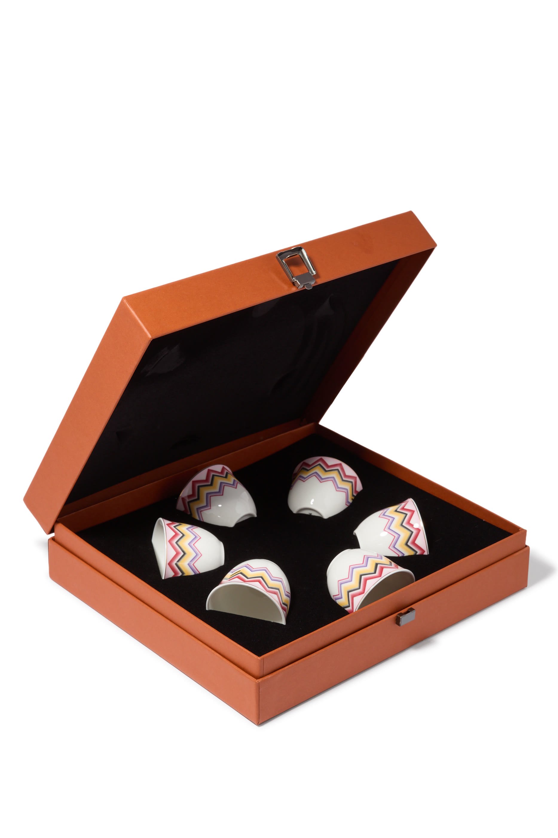 طقم فناجين مراكش بنقشة خطوط متعرجة، 6 قطع