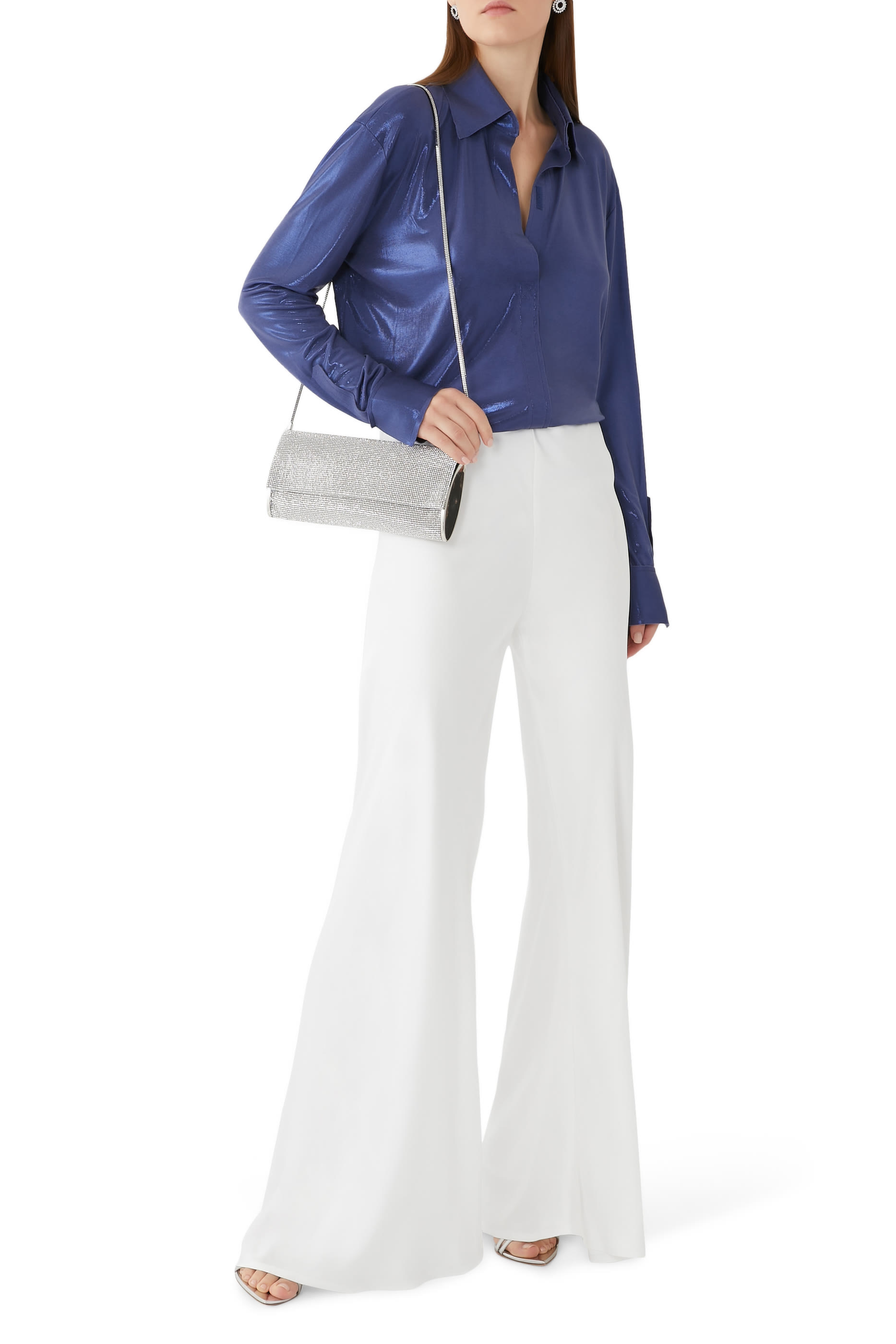 قميص ام كاي لامع بياقة عالية