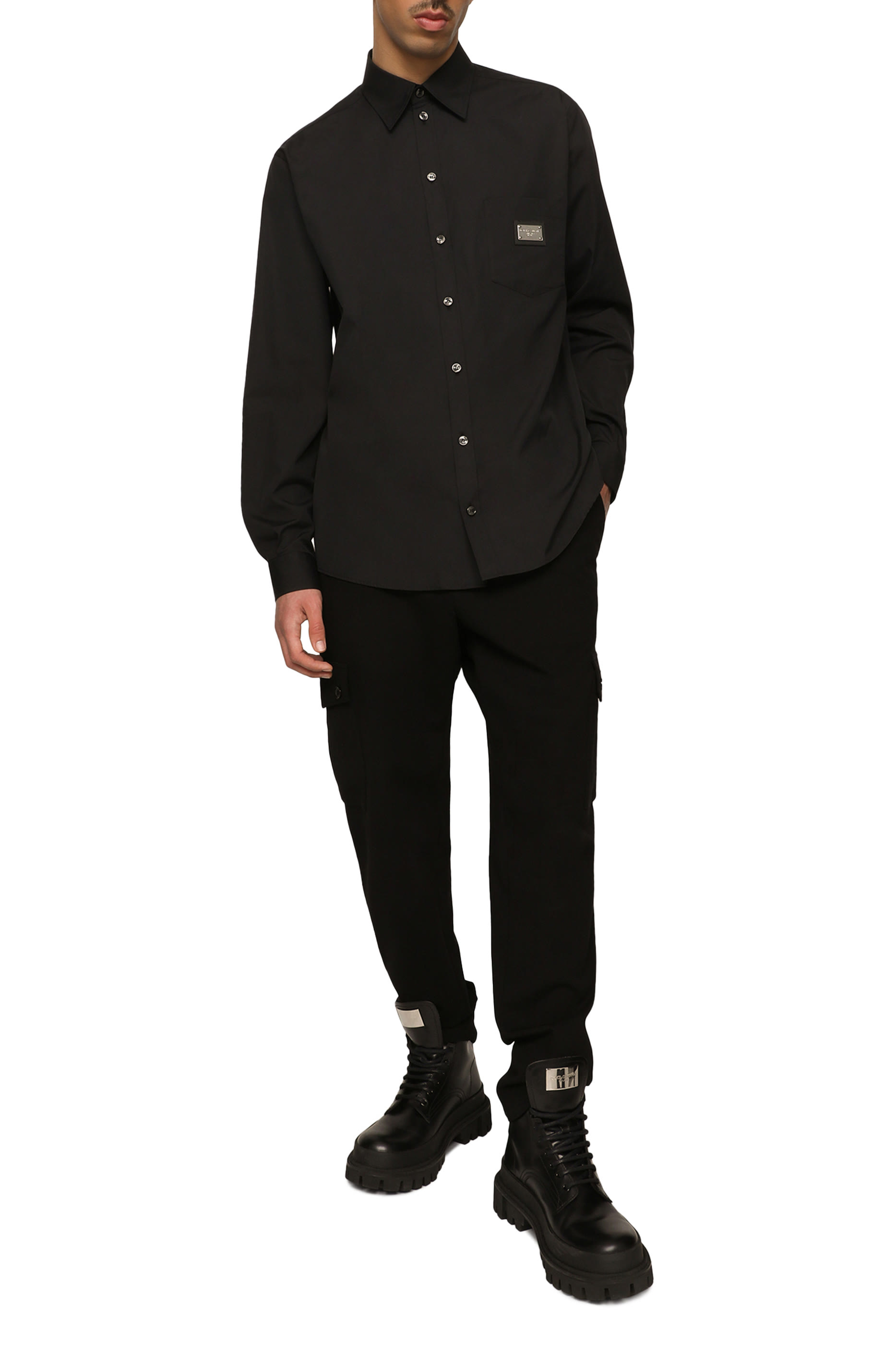 قميص برقعة شعار الماركة قطن