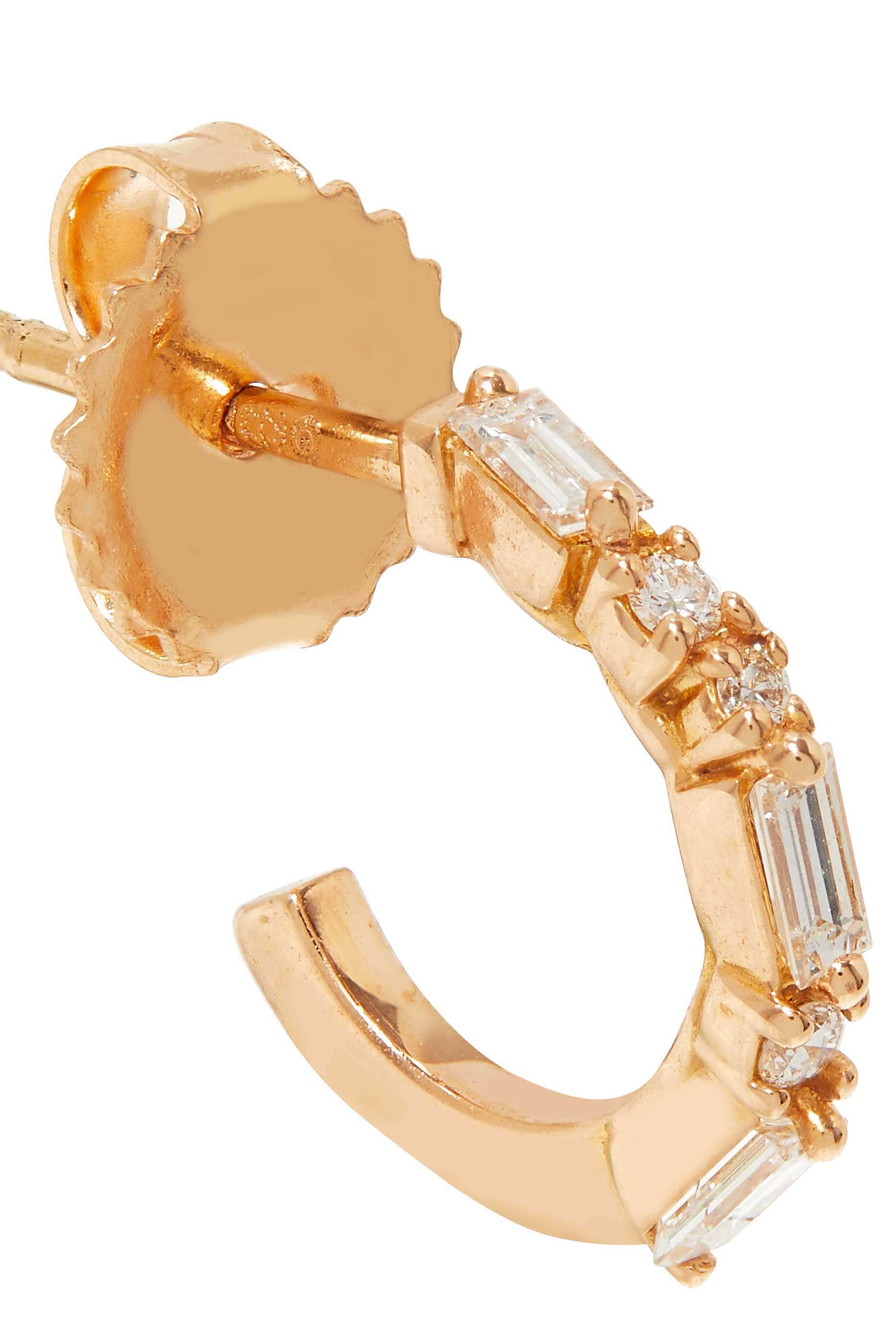 أقراط دائرية فاير وركس مرصعة بالماس المستطيل، ذهب وردي عيار 18