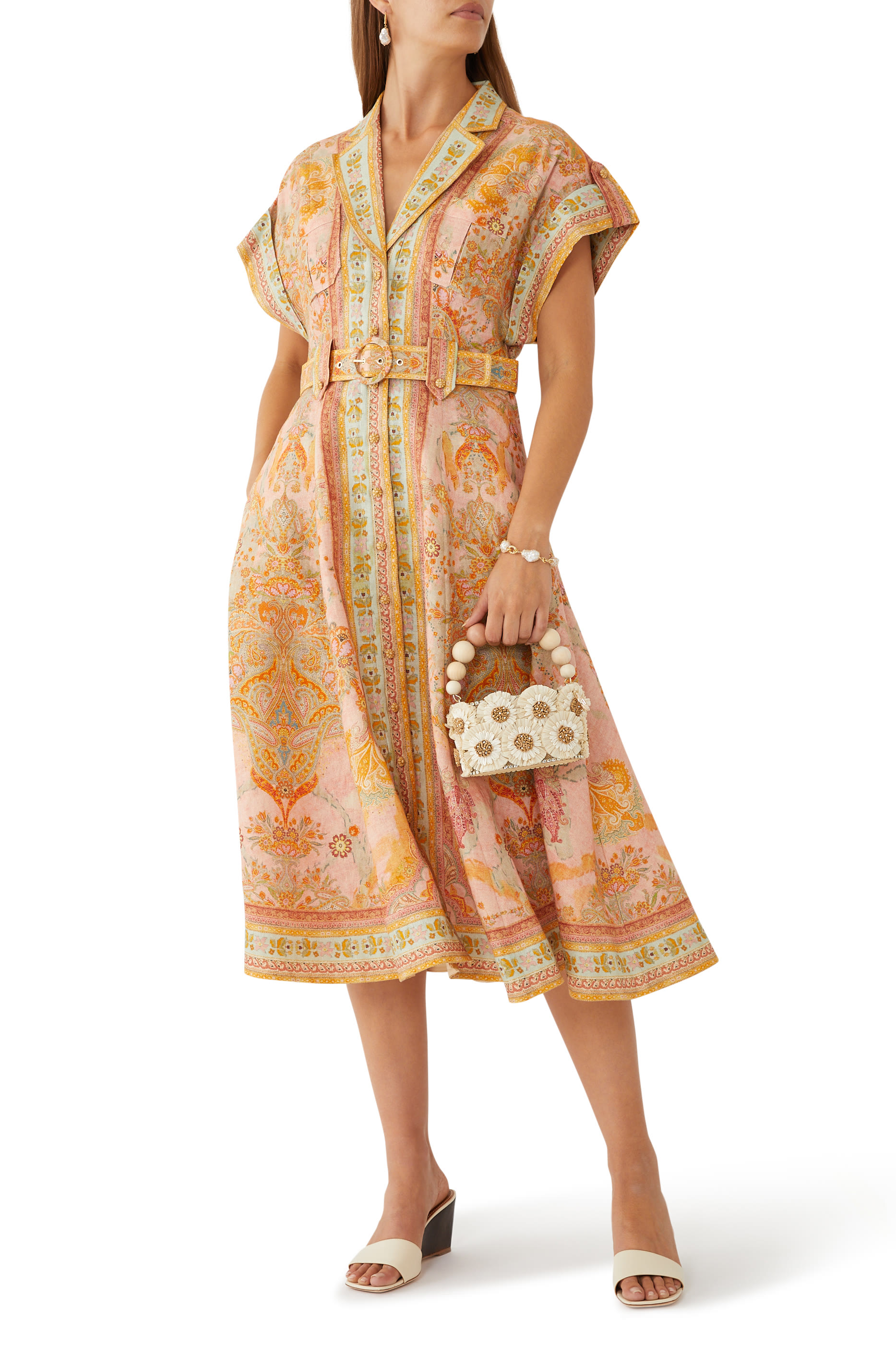 فستان متوسط الطول بتصميم قميص أكاسيا