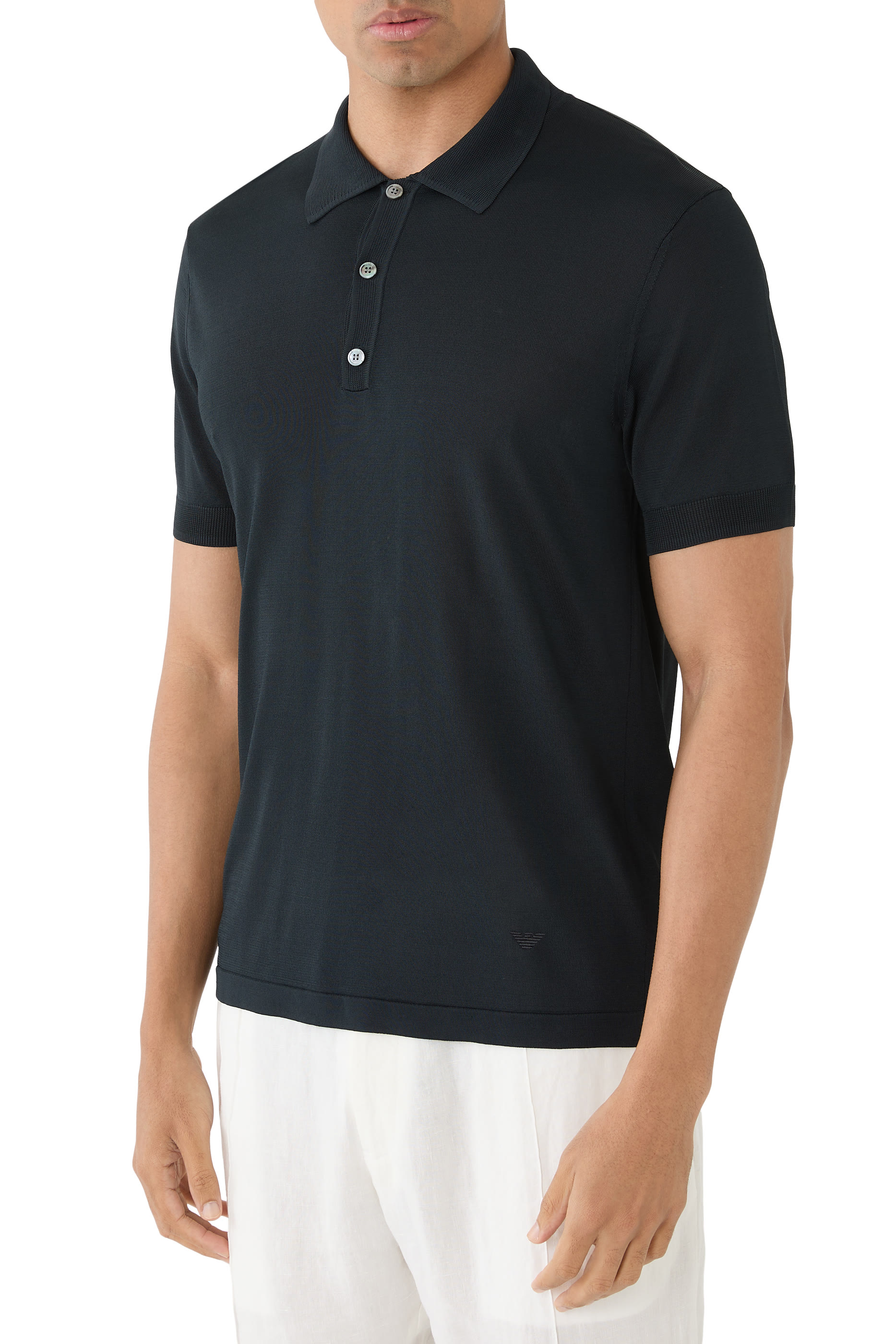 قميص بولو منسوج بشعار الماركة