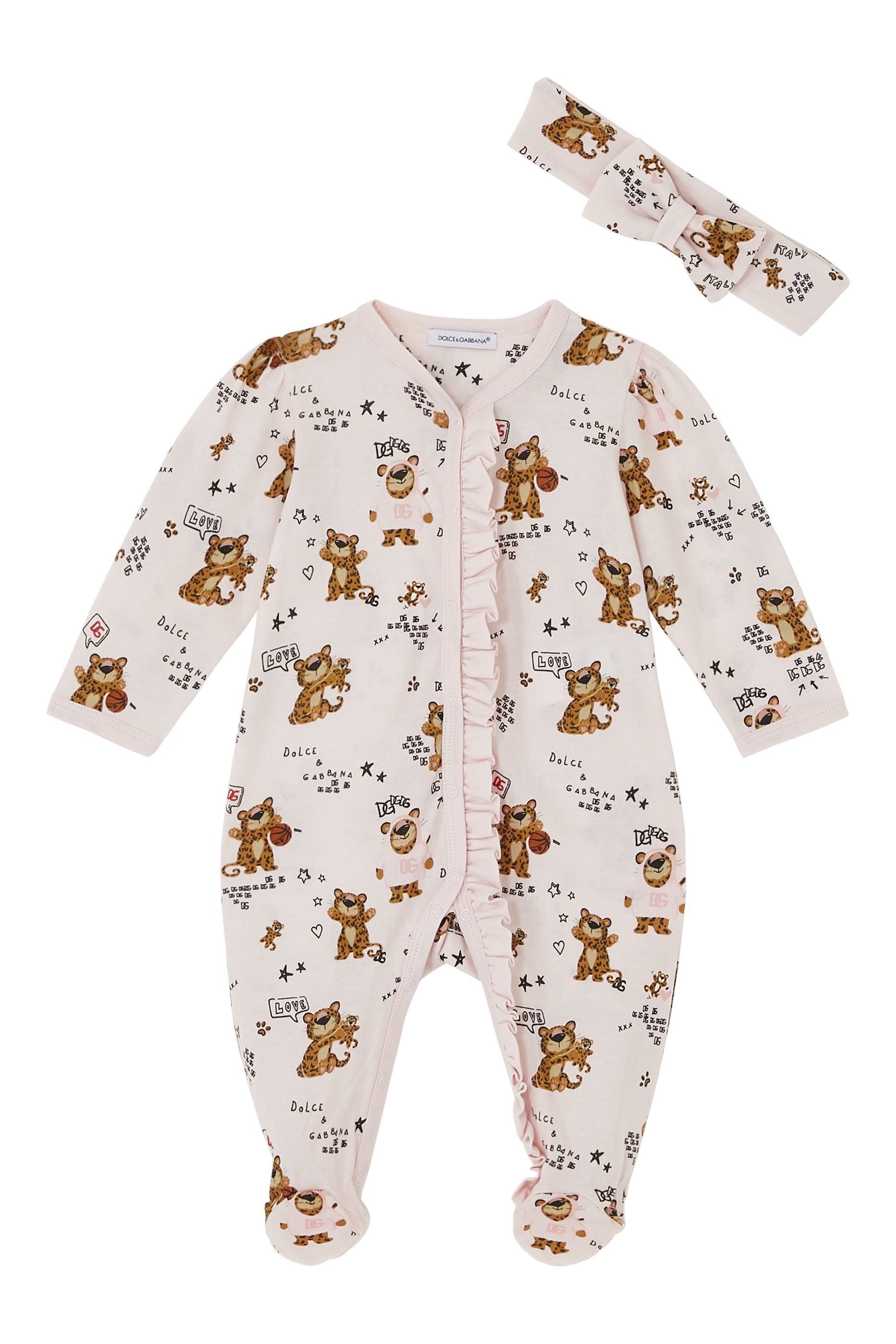 طقم لباس قطعة واحدة وطوق رأس للأطفال