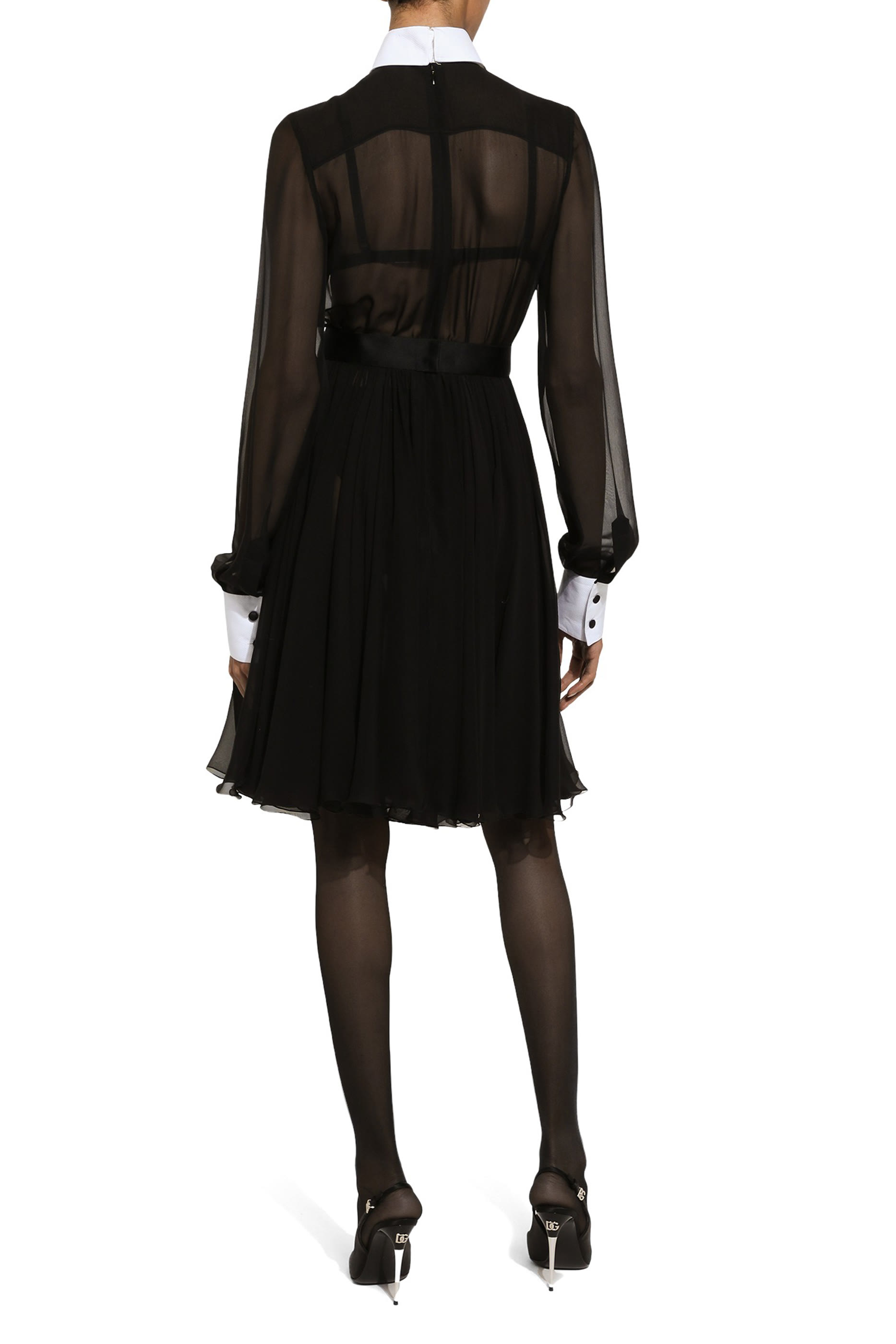 فستان متوسط الطول بتصميم قميص شيفون