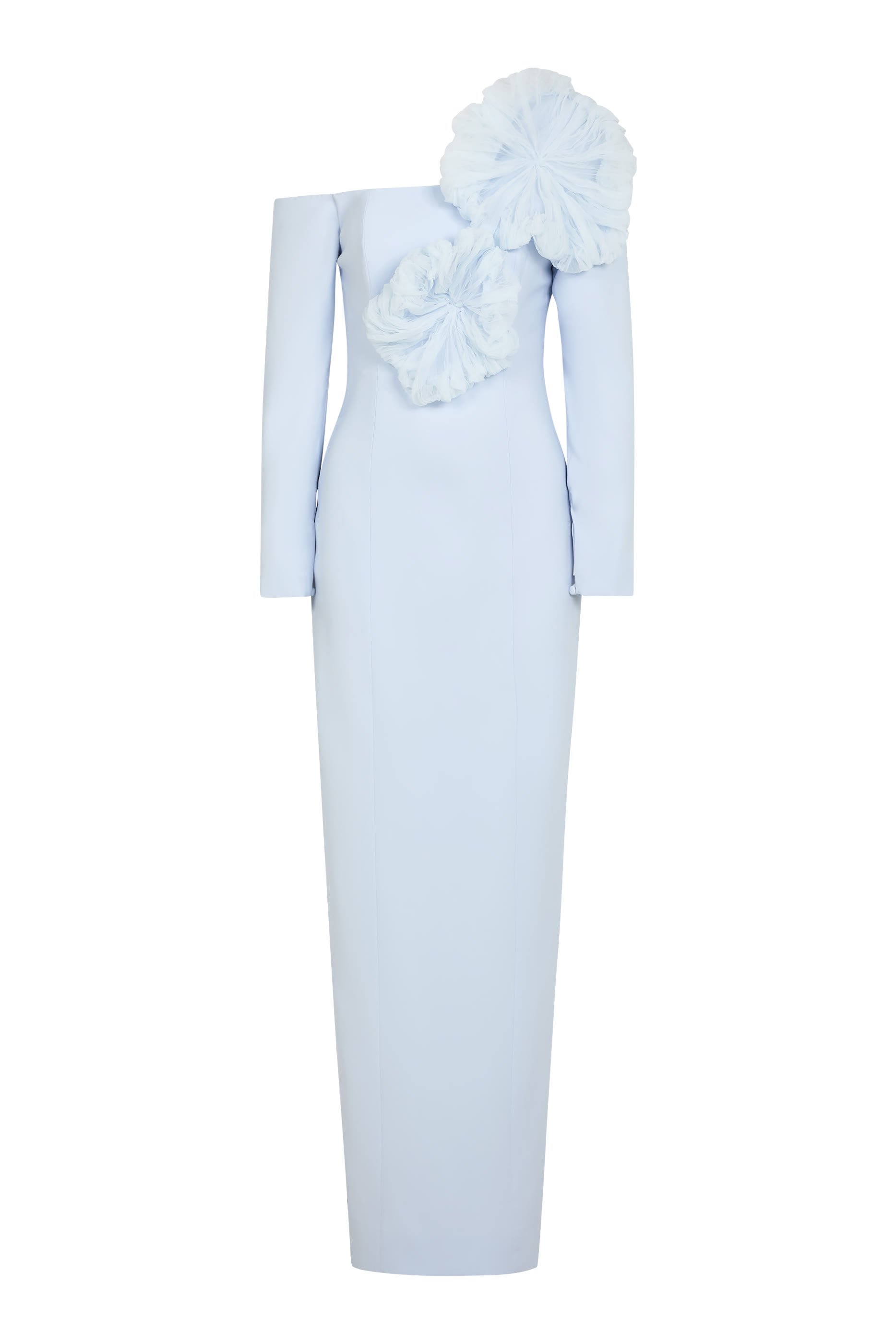 فستان سهرة بأكتاف مكشوفة