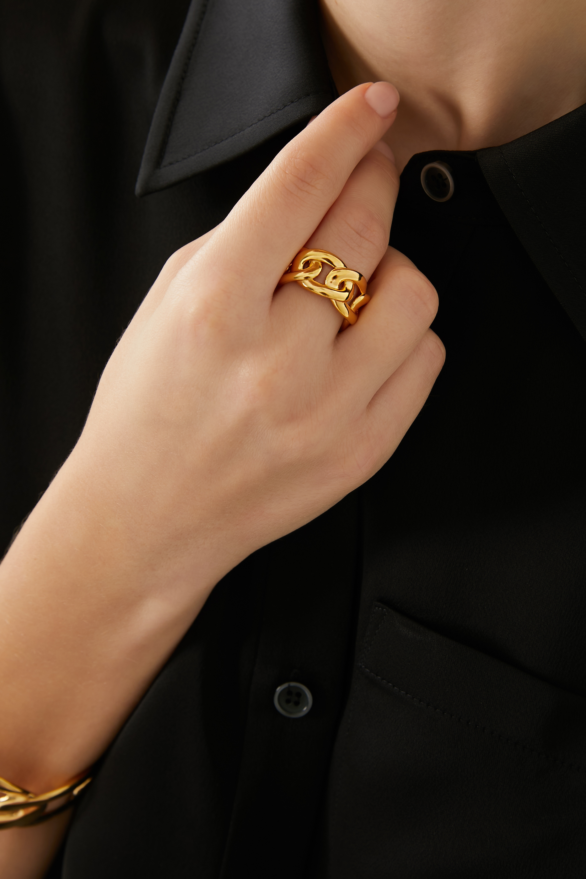 Lhassa Ring Big Links, 24k Gold-Plated Brass