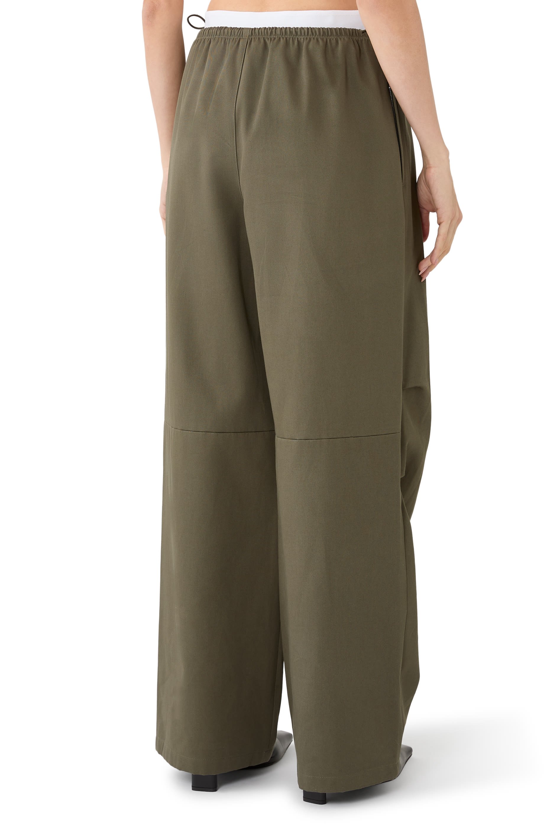 بنطال رياضي بخصر متوسط الارتفاع قطن تويل