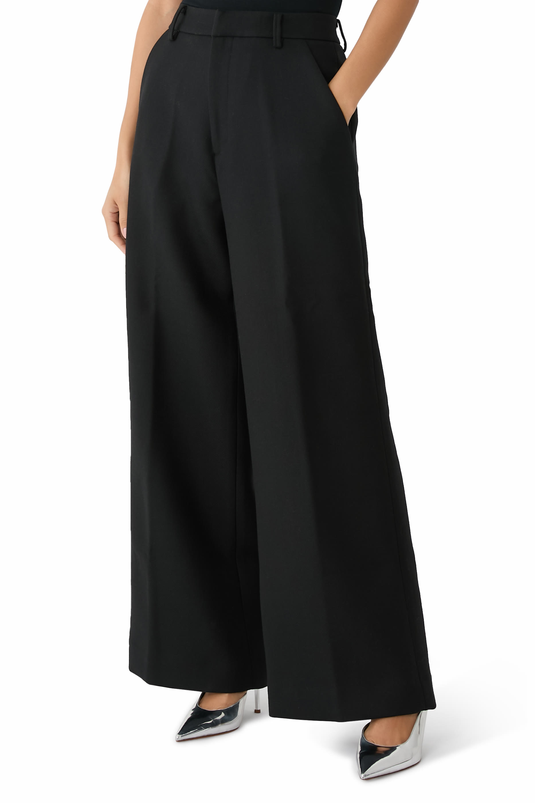 بنطال بقصة ساق واسعة صوف