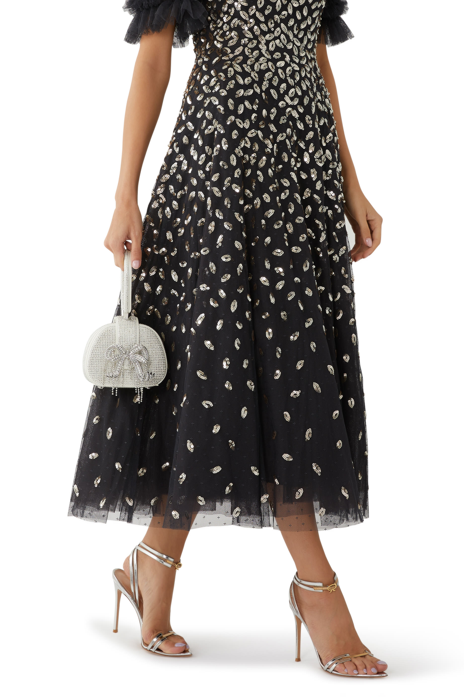 حقيبة يد صغيرة بيد علوية مرصعة بأحجار راين