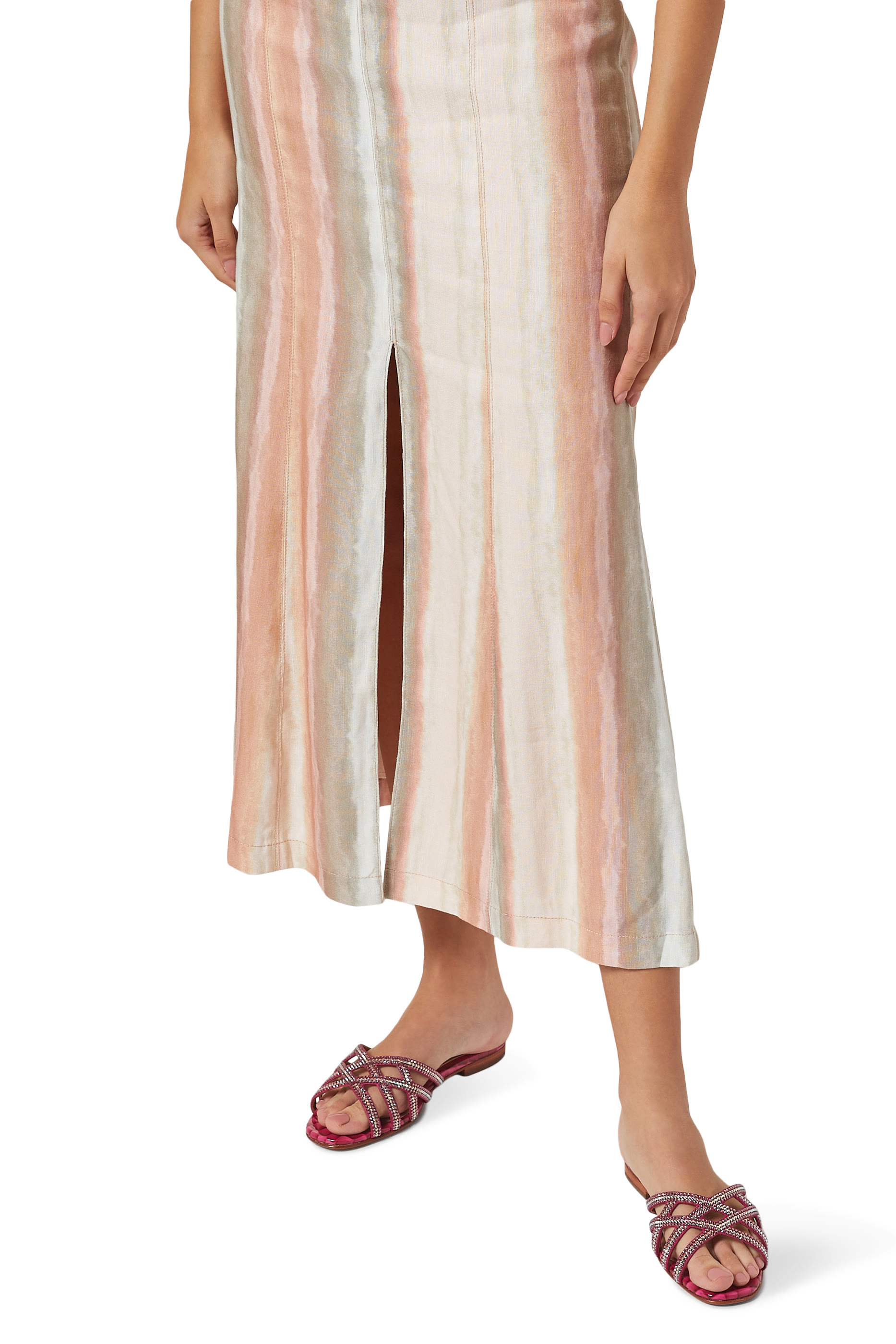 صندل زوري بكريستال وكعب مسطح