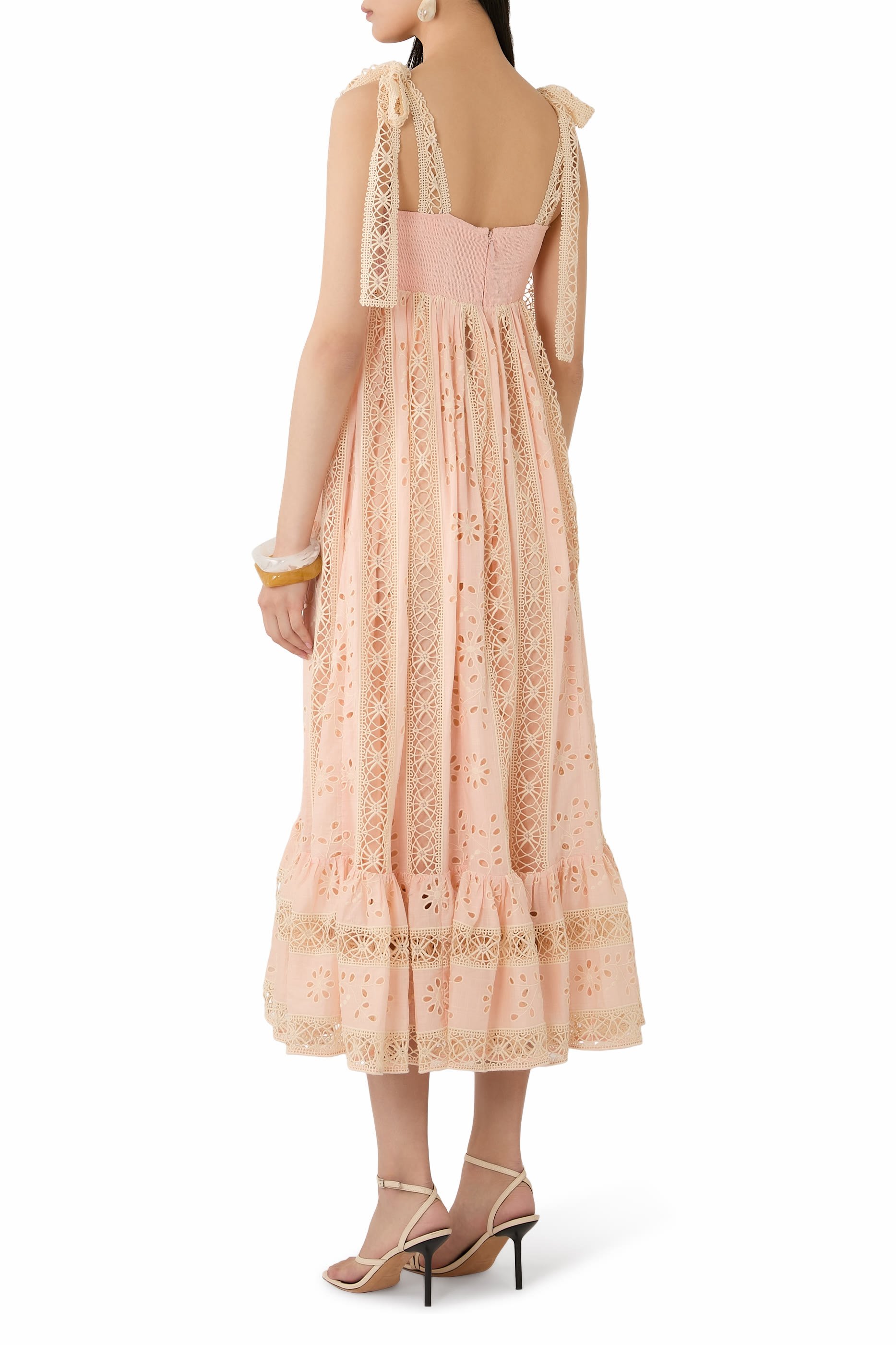 فستان أويكن طويل مخطط بارز الملمس