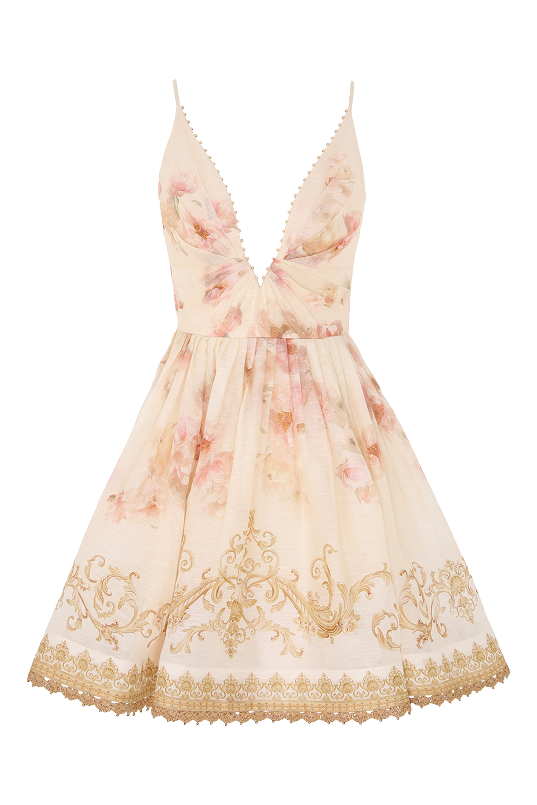 فستان هيبونتيك قصير بياقة على شكل حرف V