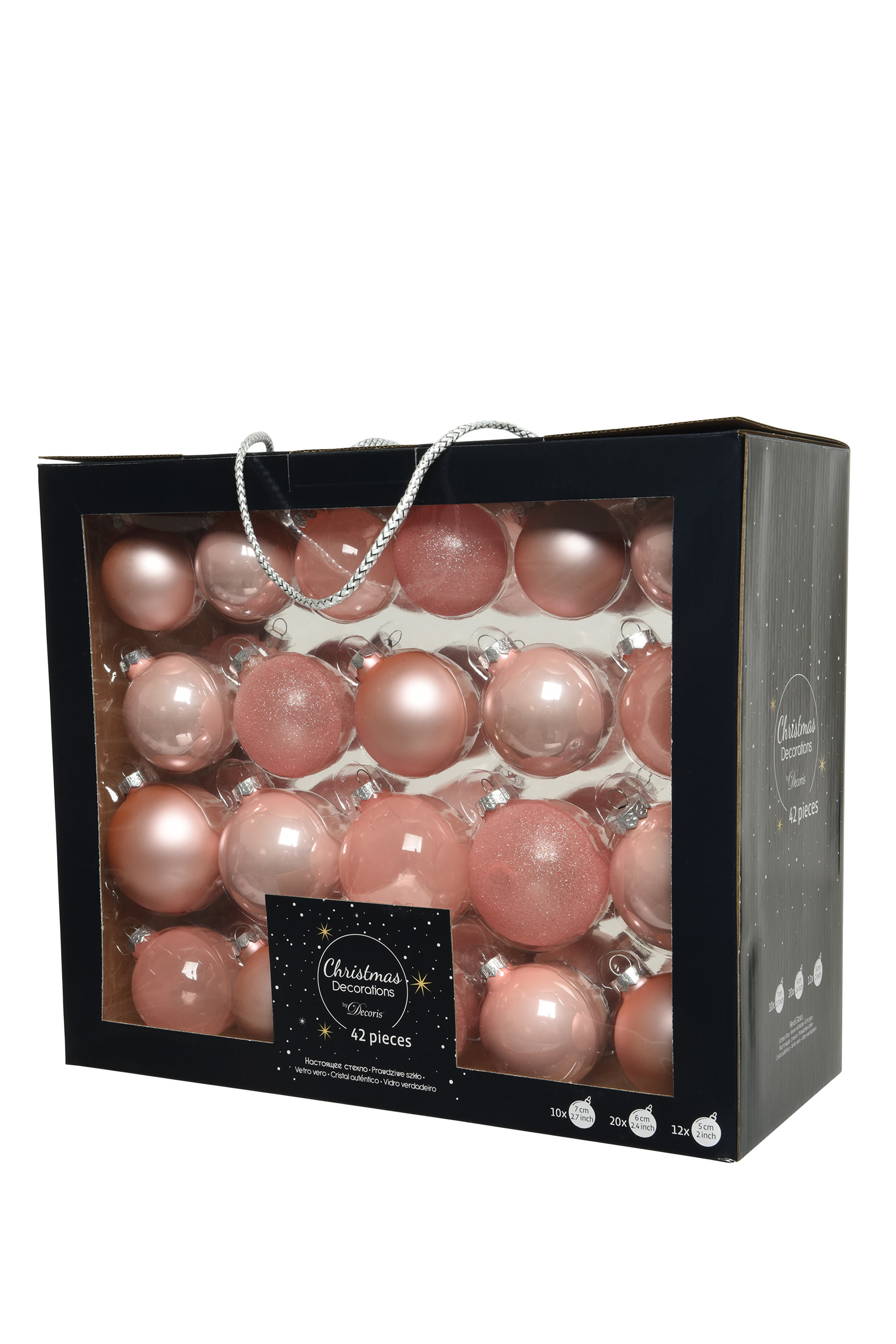 طقم كرات زينة زجاجية، 42 قطع