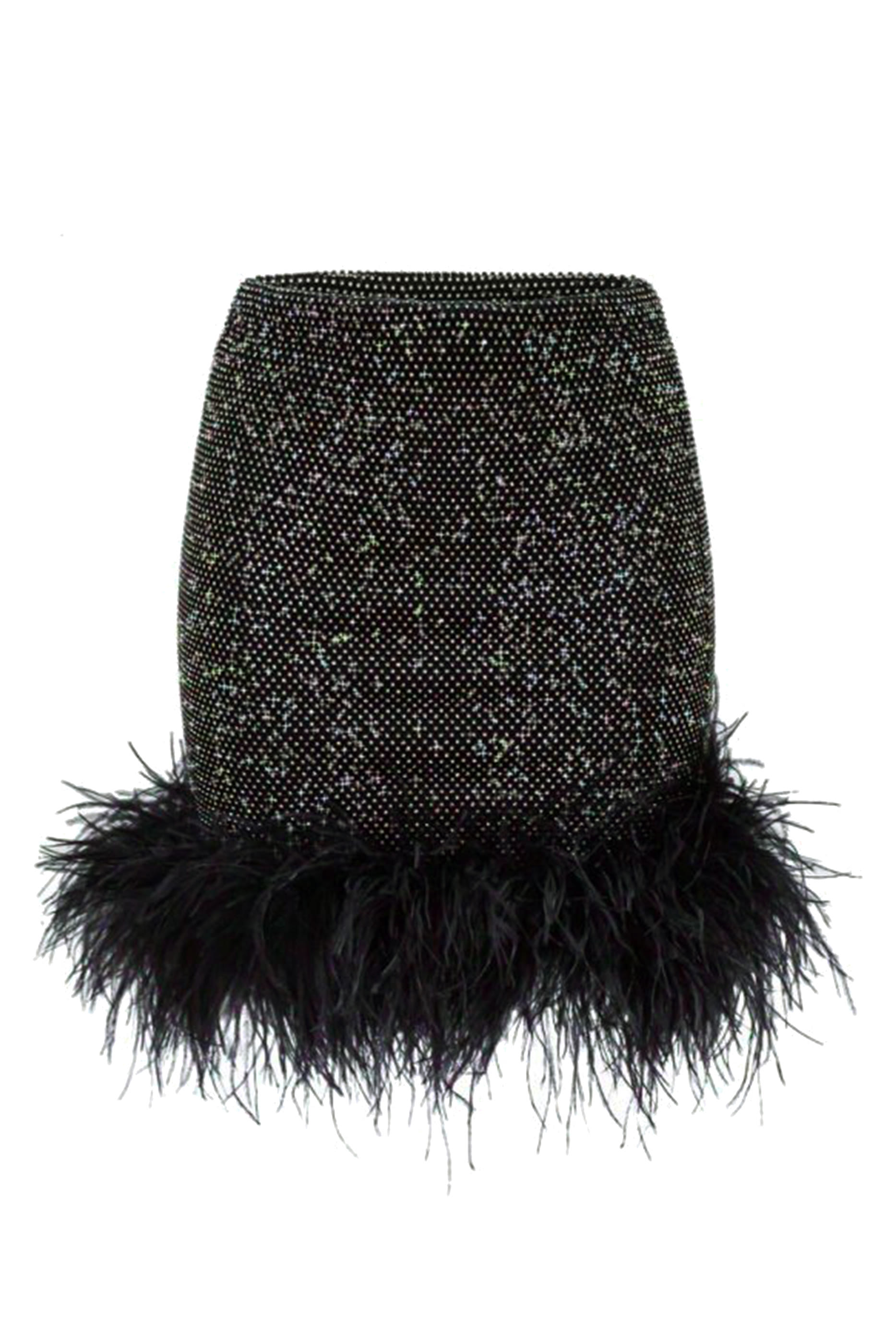 تنورة مرصعة بأحجار الريان بحافة ريش