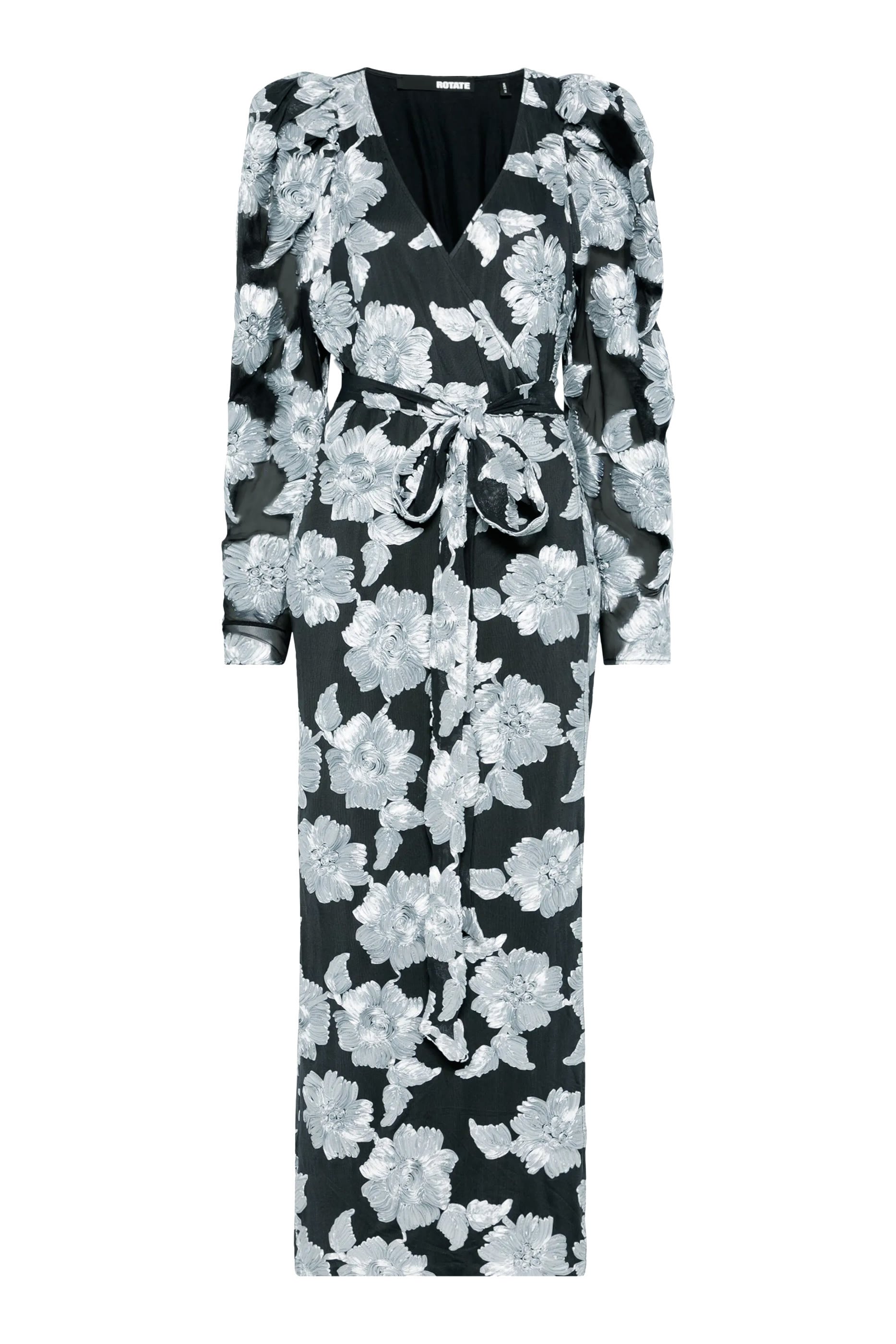 فستان طويل بنقشة زهور قماش شبكي