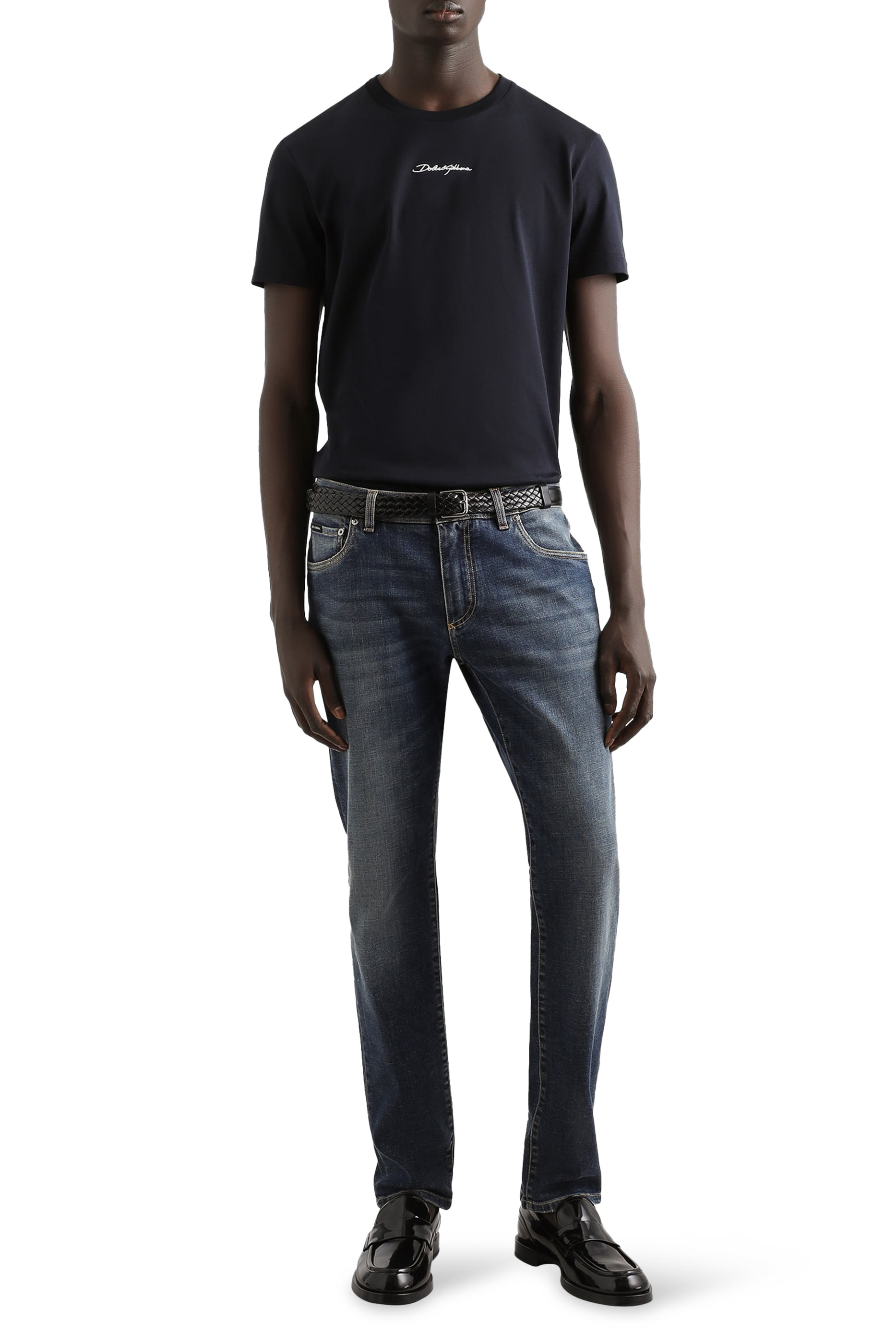 تيشيرت برقعة بتطريز شعار الماركة قطن