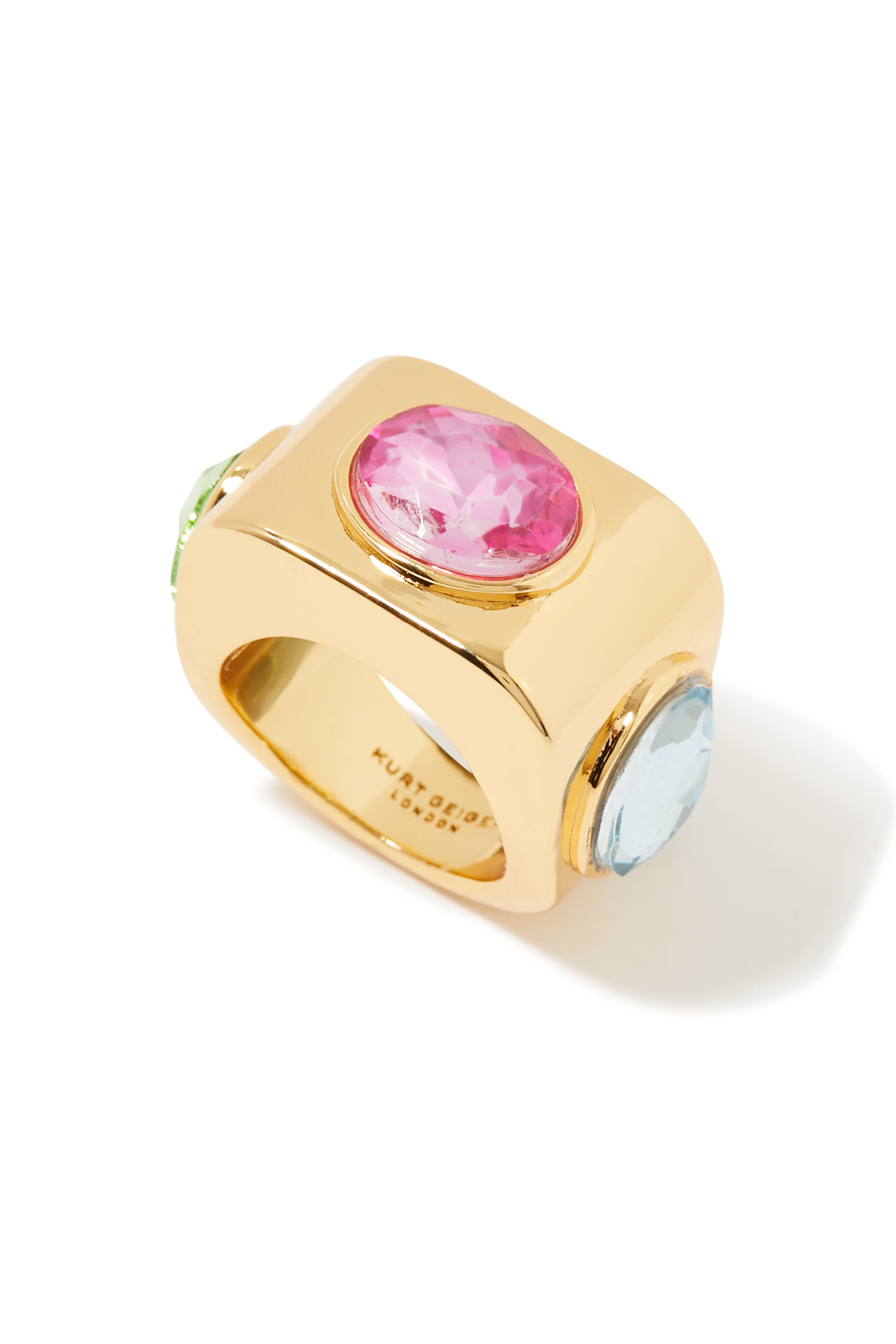 خاتم كنسينغتون بتصميم مربع بأحجار كريمة