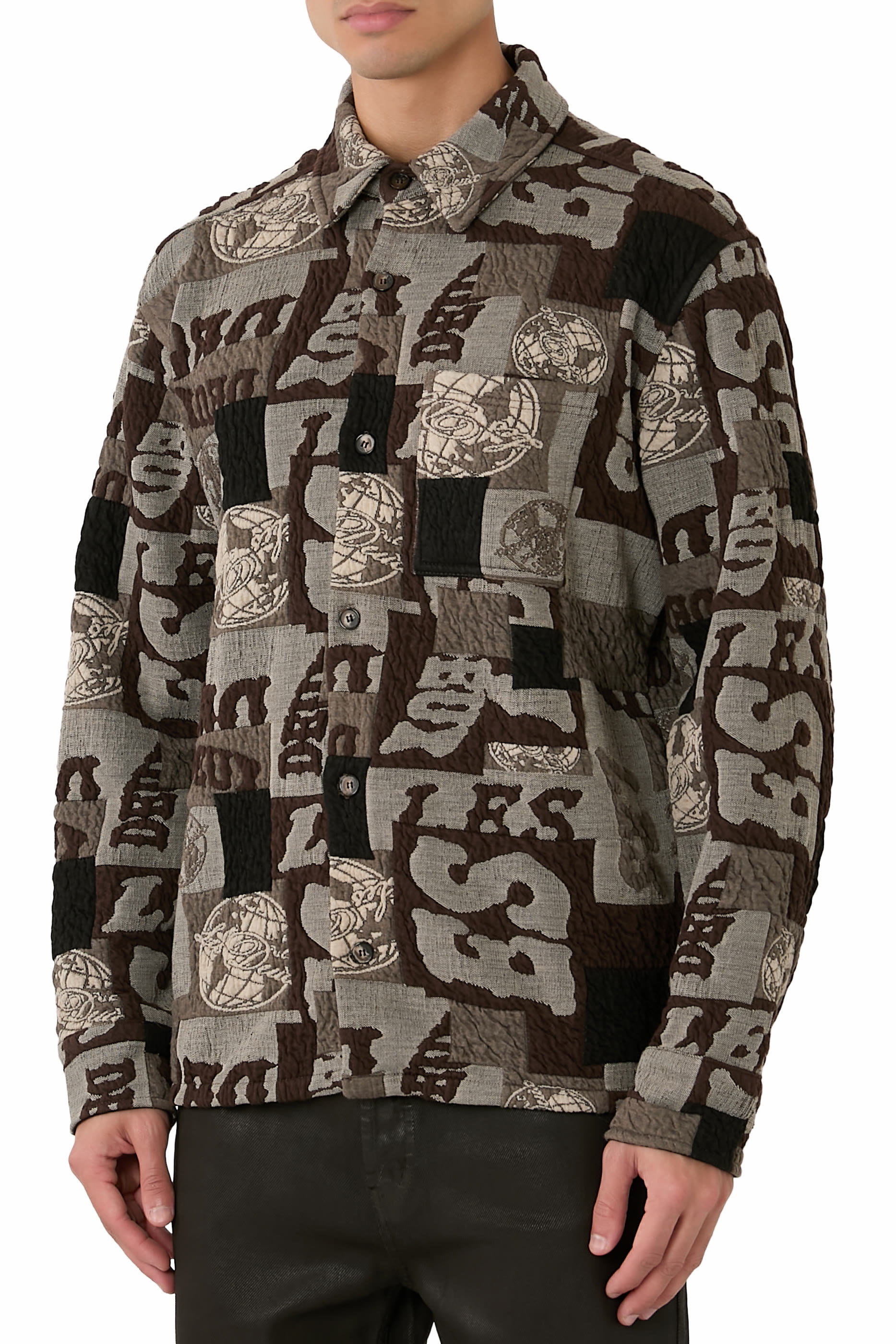 سترة مزينة برقع جاكار