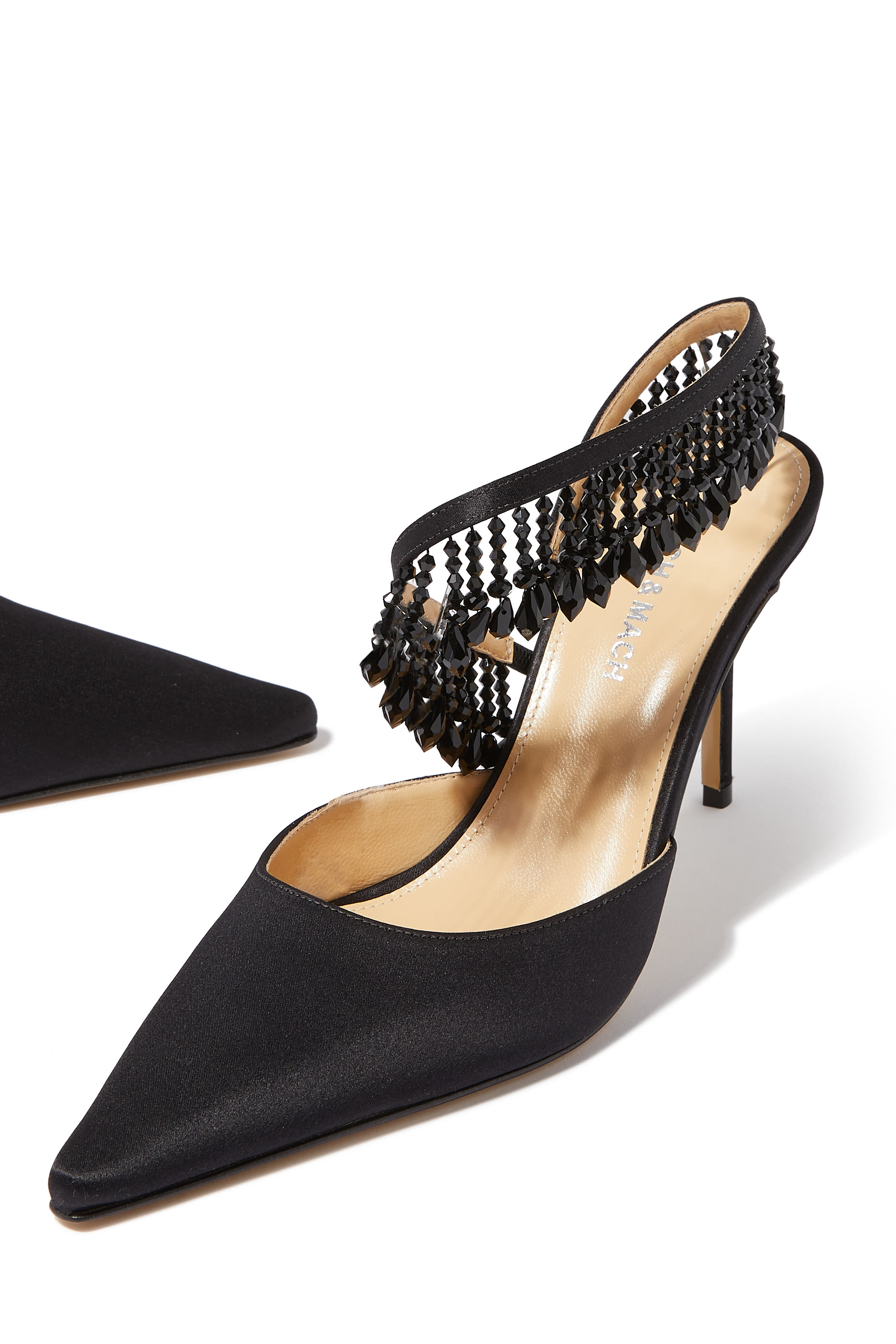 حذاء كلاسيكي 85 بشرابات ساتان مرصع بكريستال