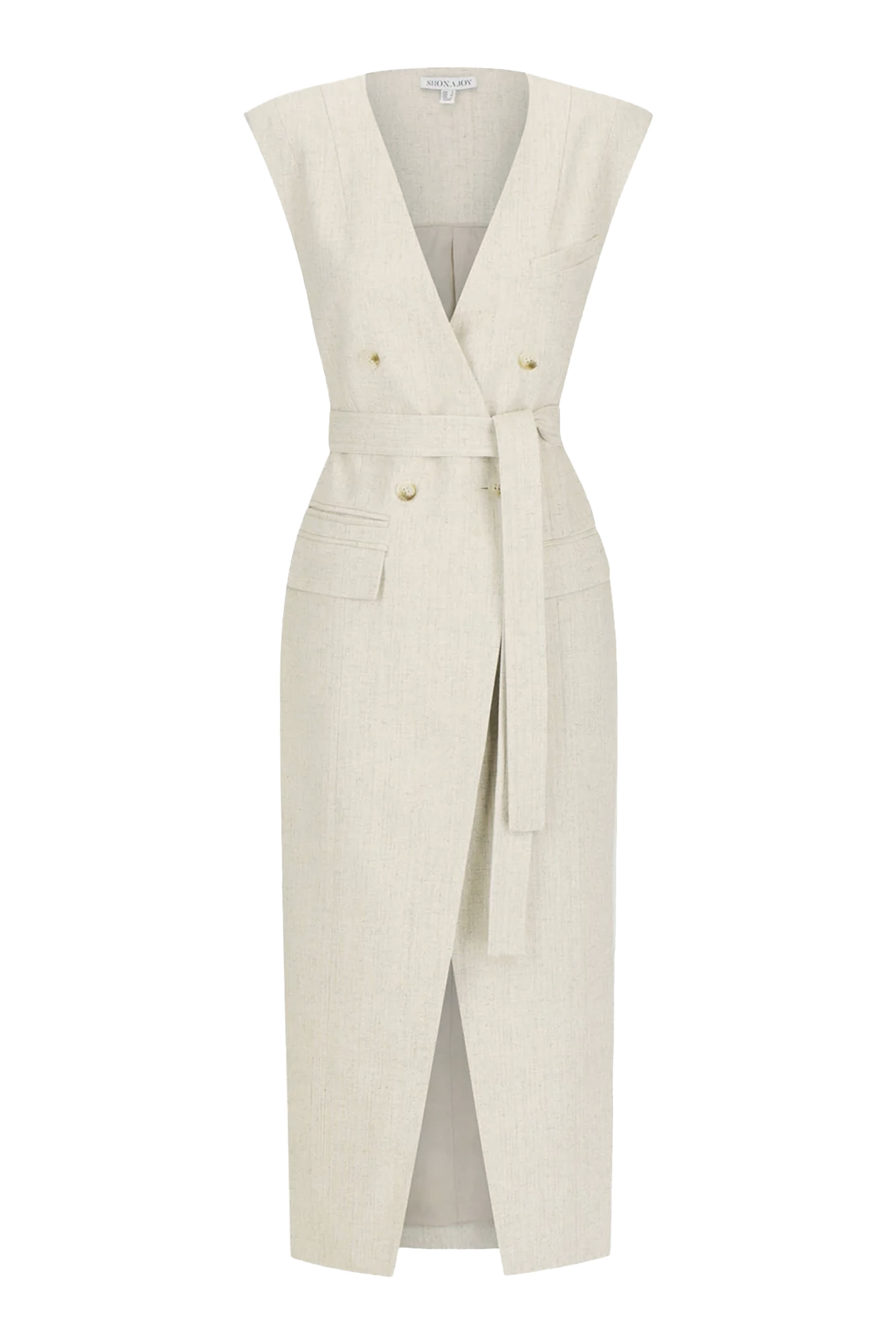 فستان نيومان بتصميم بليزر متوسط الطول وبلا أكمام