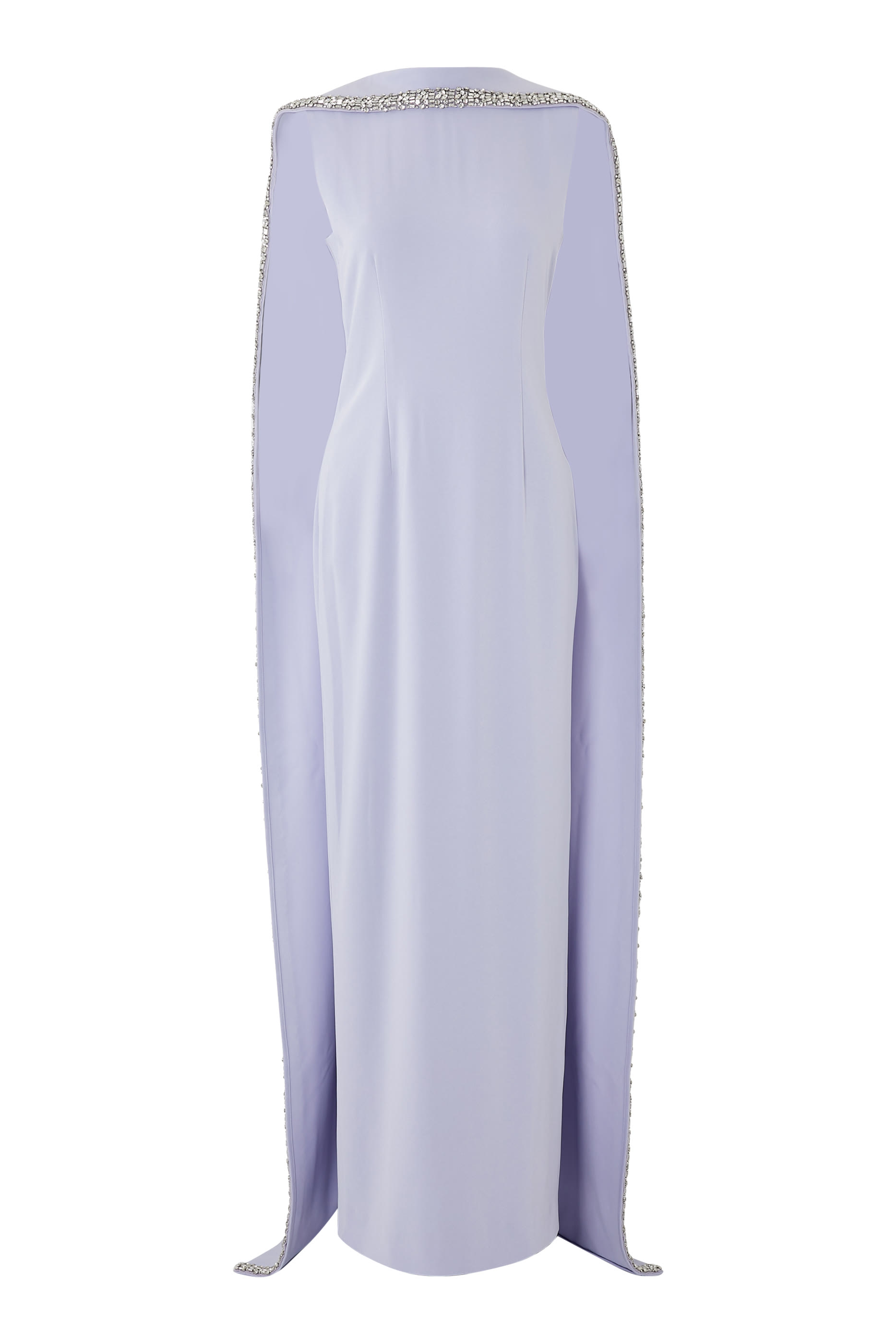 فستان سهرة بكاب وتطريزات ستان