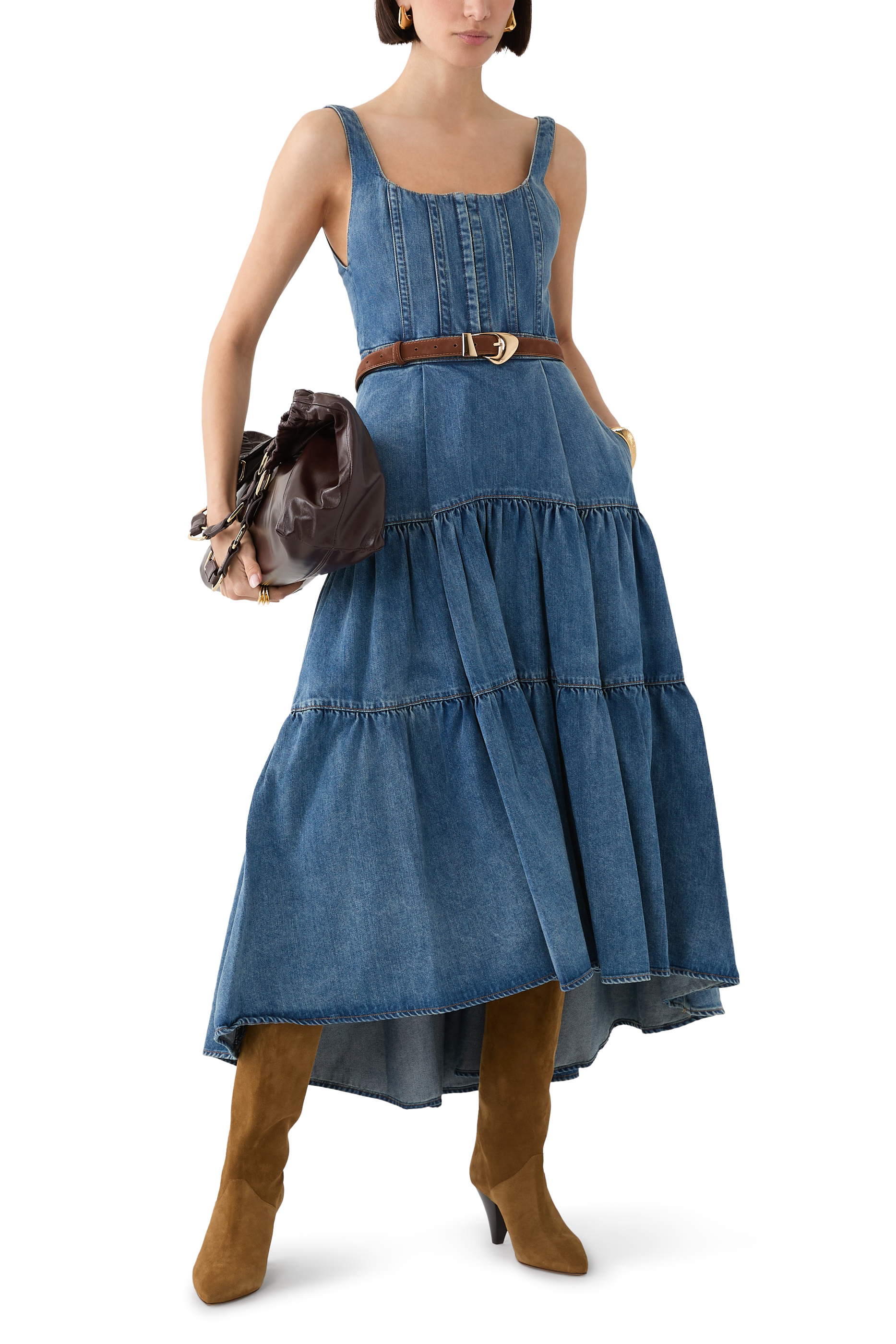 فستان ديانا بقصة منتظمة متوسطة الطول