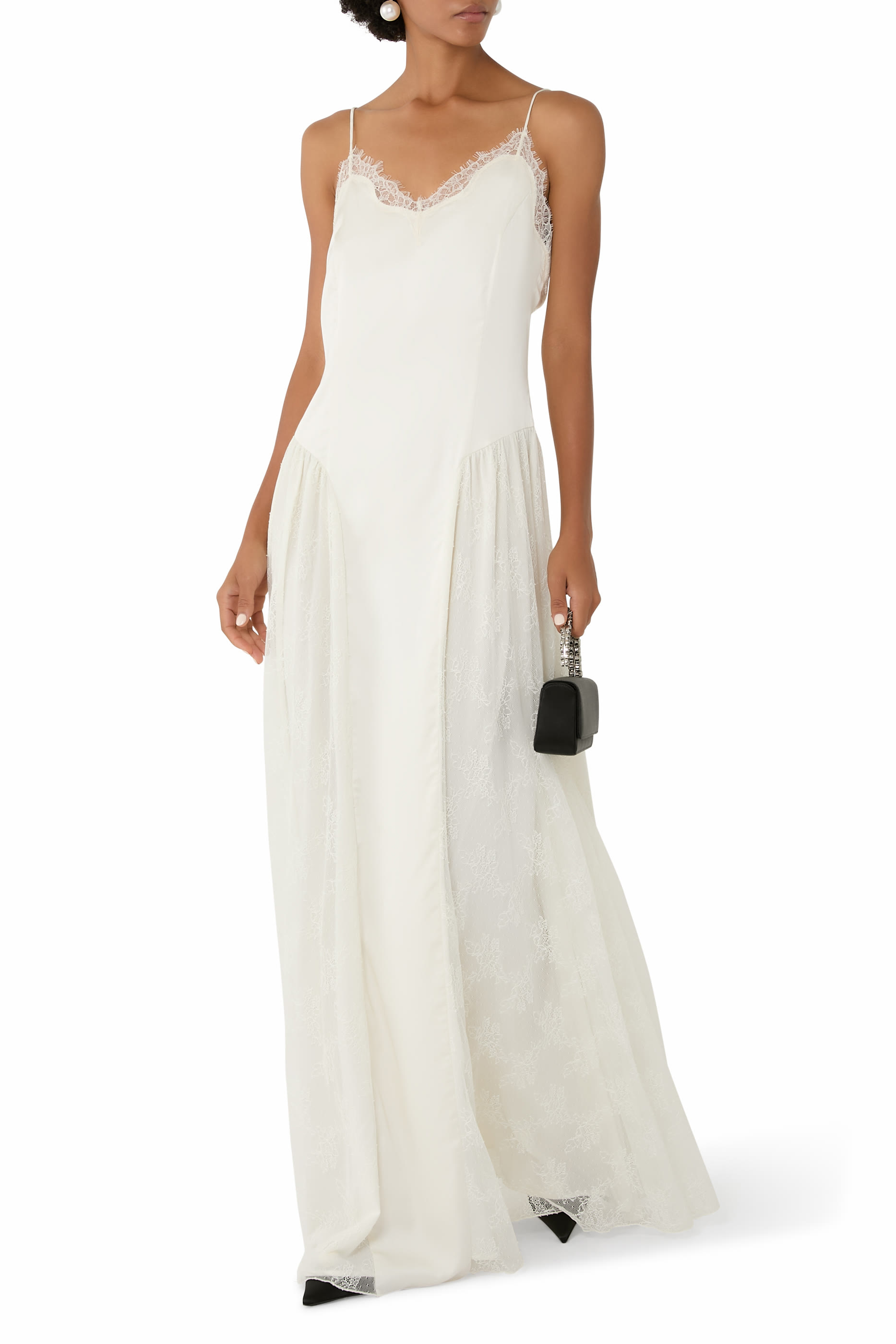 Satin Lace Maxi Dress