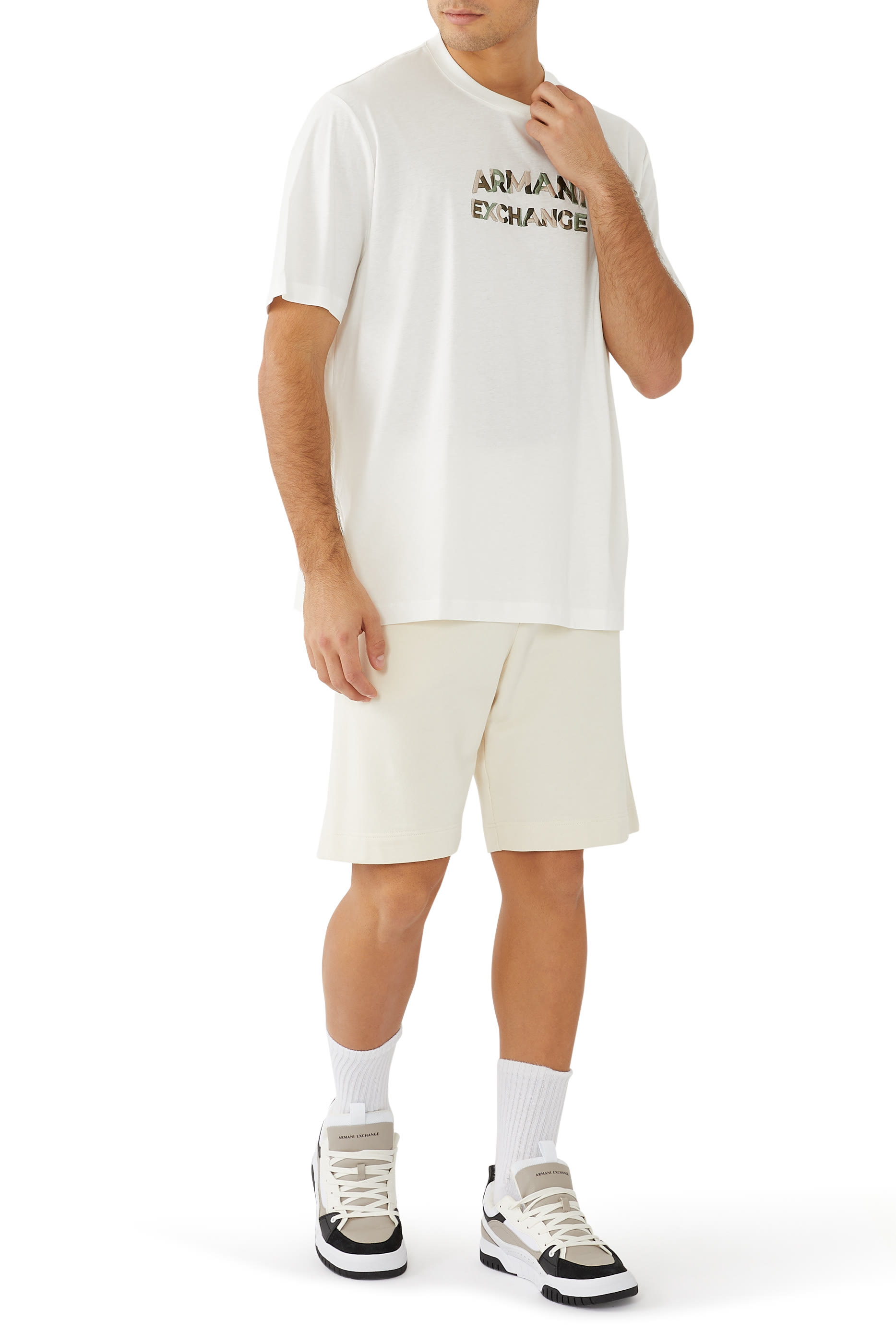 تيشيرت ايه اس في بشعار الماركة بتصميم مموه قطن