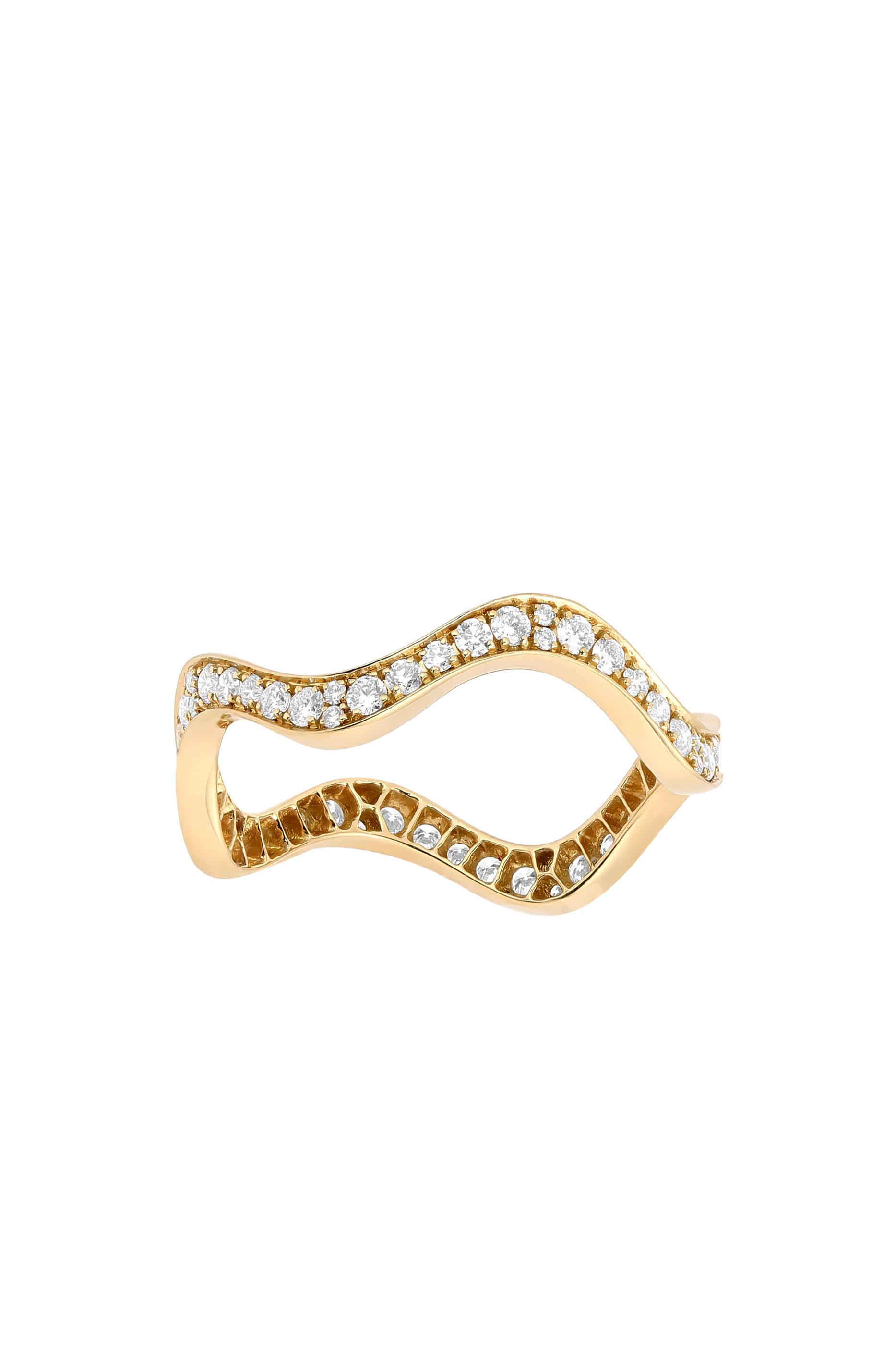 Waves Bangle, 18k Yellow Gold & Diamonds