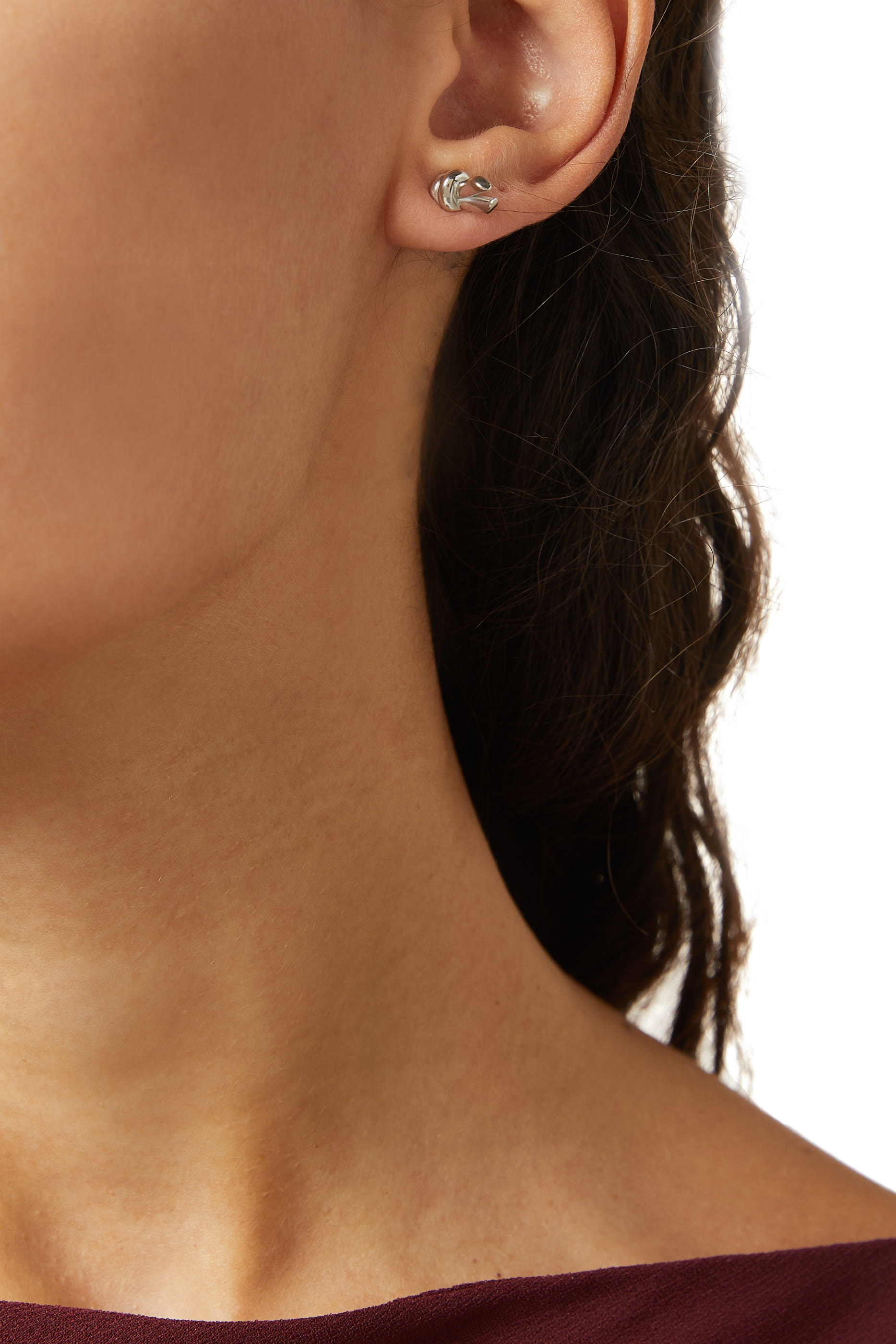 أقراط بتفاصيل معقودة، فضة إسترلينية