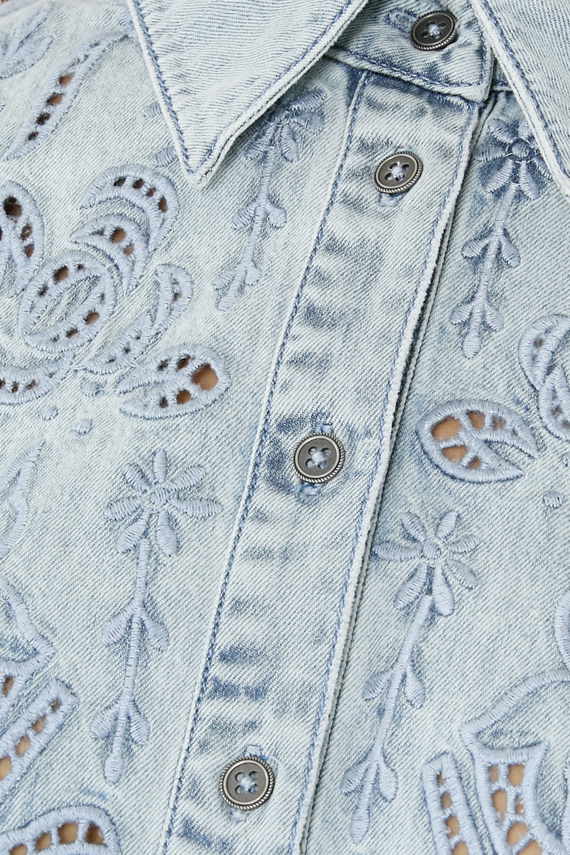 بلوزة لين بأزرار دنيم