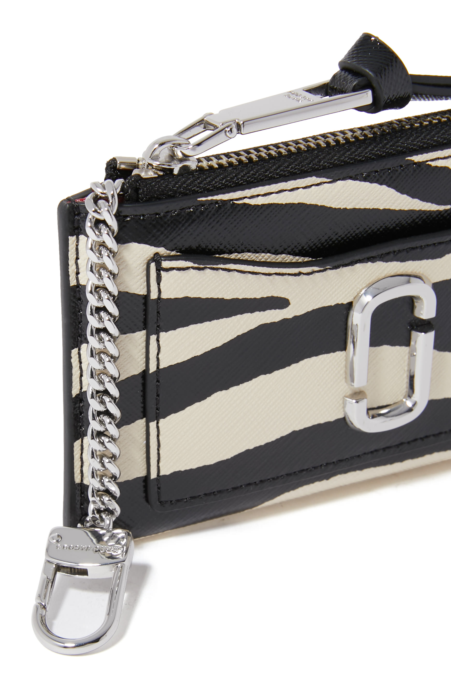 محفظة بفتحات عدة وسحاب علوي جلد