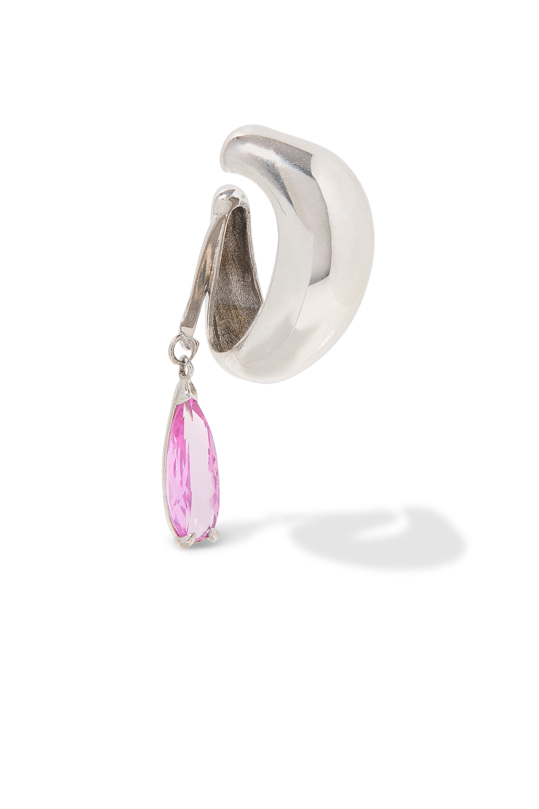 قرط بلون مفتوح بحلية بتصميم قطرة متدلية مرصع بحجر جمشت، فضة استرلينية عيار 925