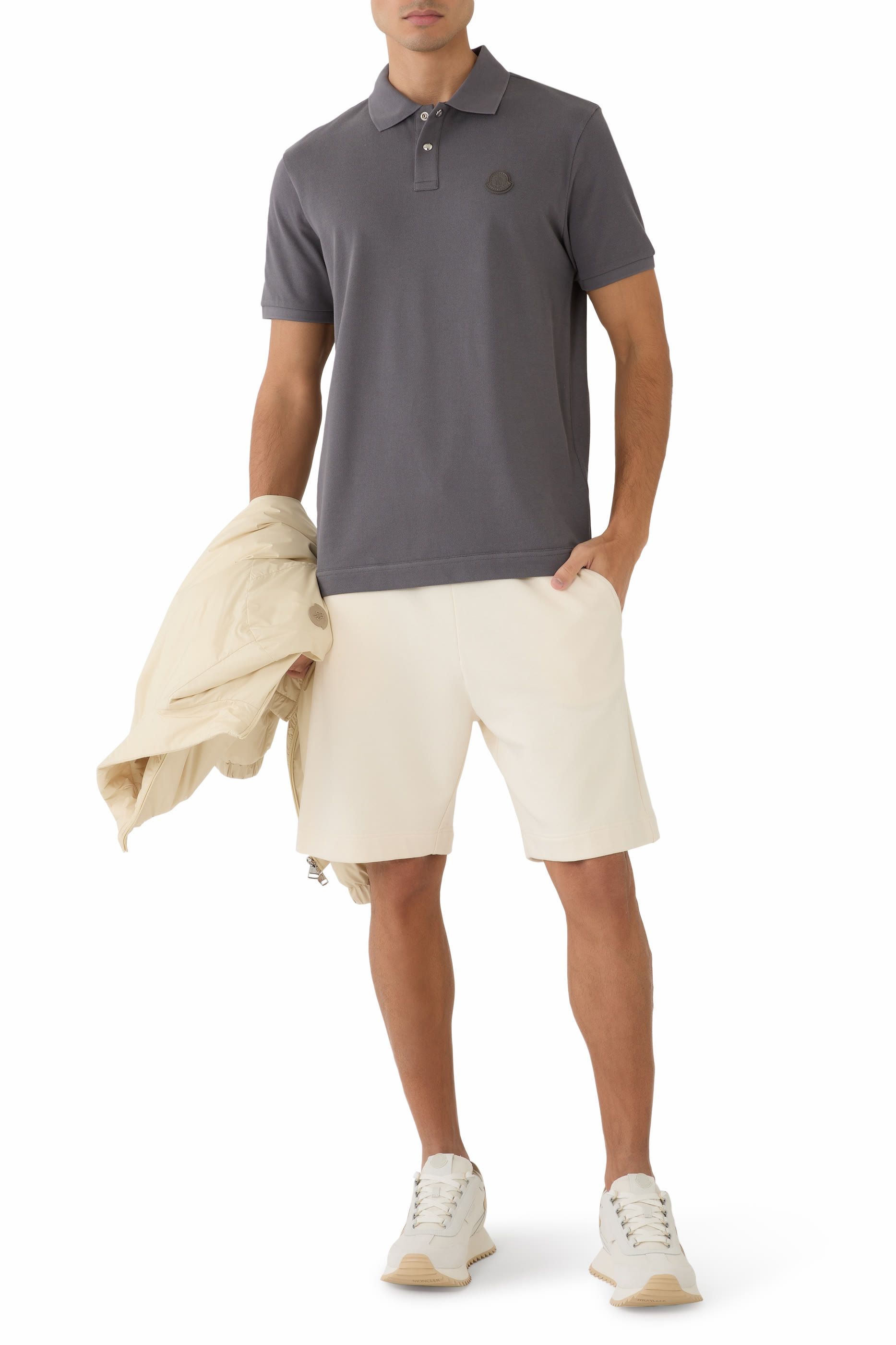 قميص بولو برقعة شعار الماركة قطن بيكيه