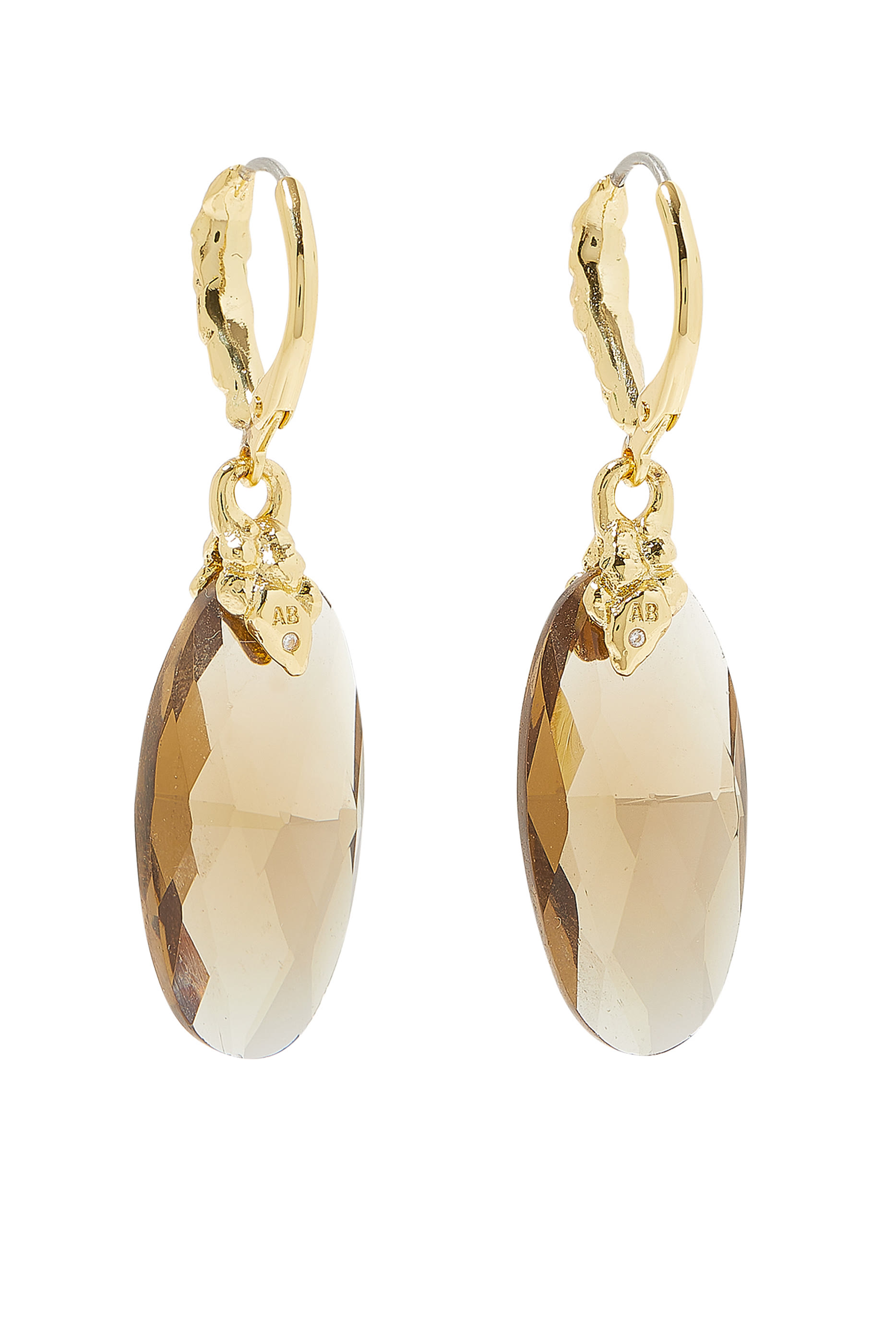 أقراط متدلية بإغلاق خلفي مرصعة بكوارتز مدخن