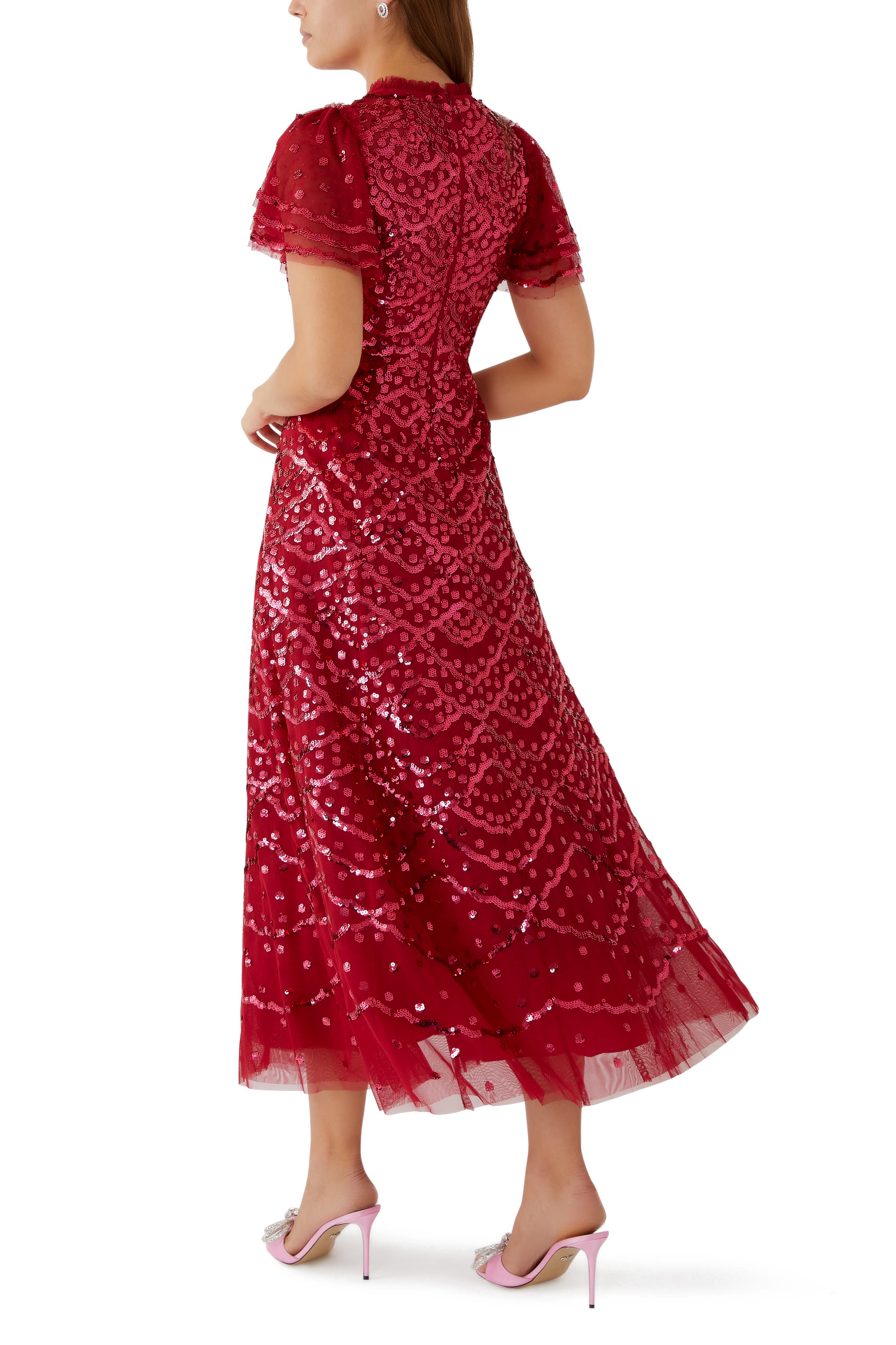 فستان سهرة ديكو دوت بطول الكاحل