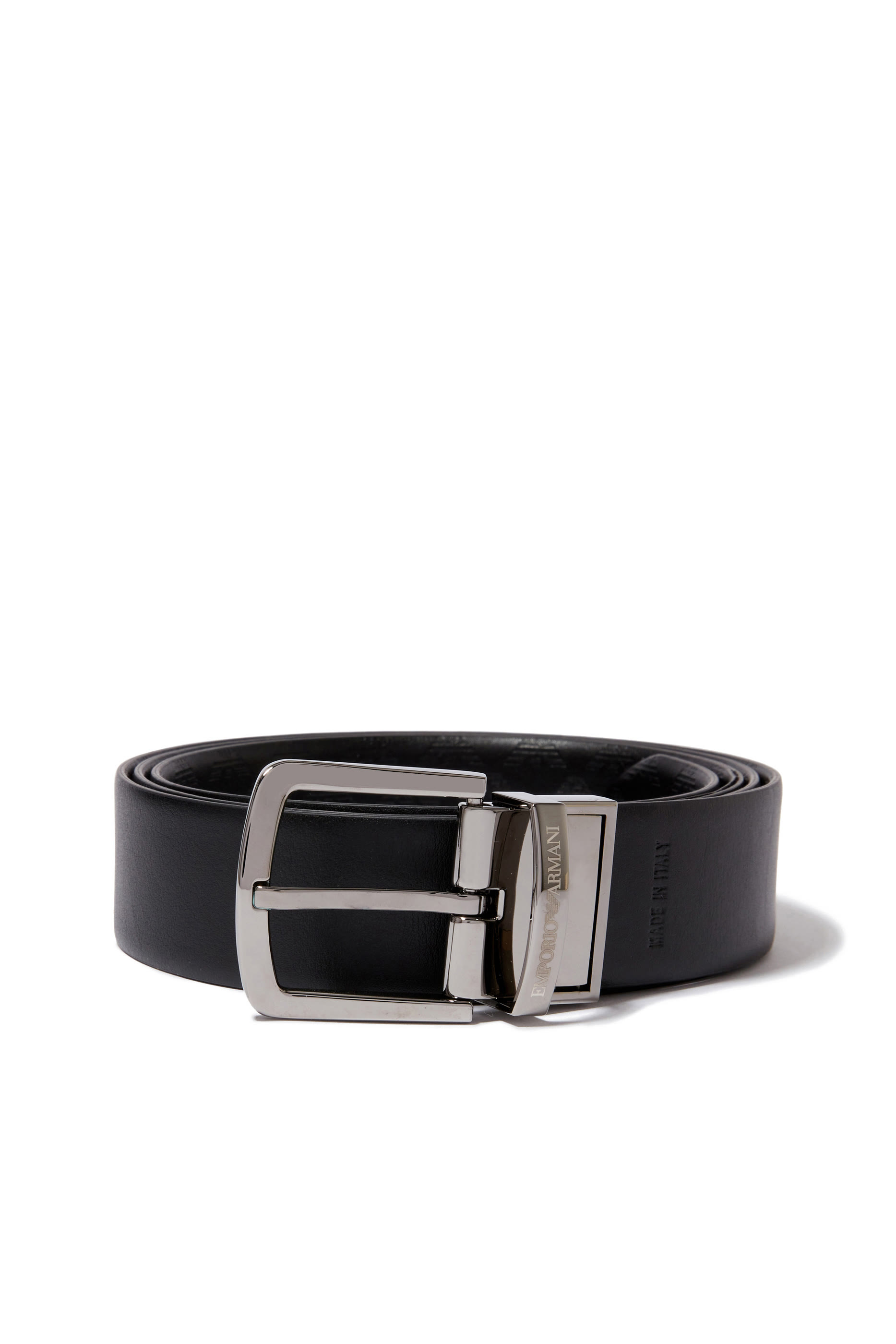 حزام بوجهين وإبزيم مزين بنقشة شعار الماركة بالكامل