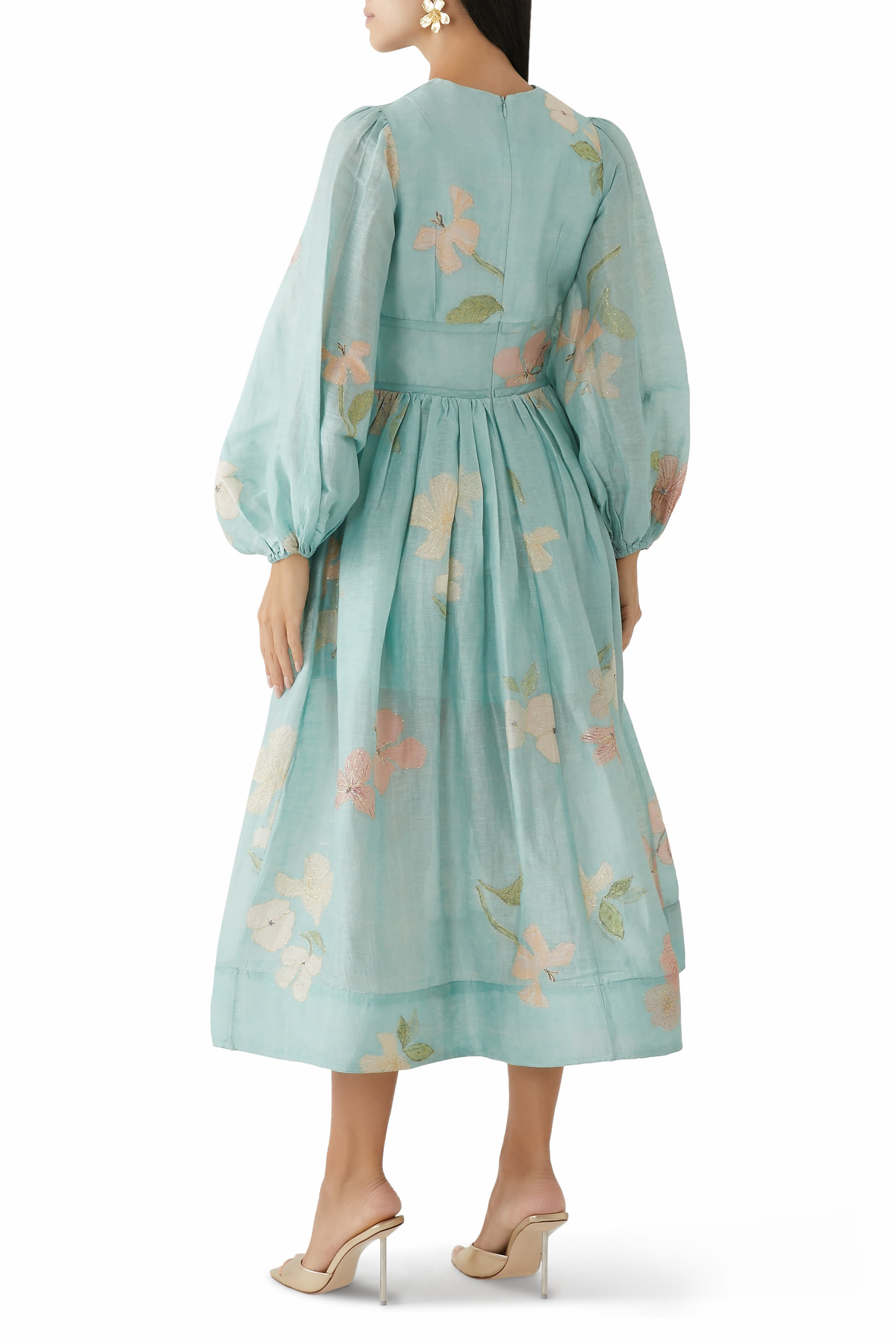 فستان سهرة إيلومينايت درون بأكمام منفوخة