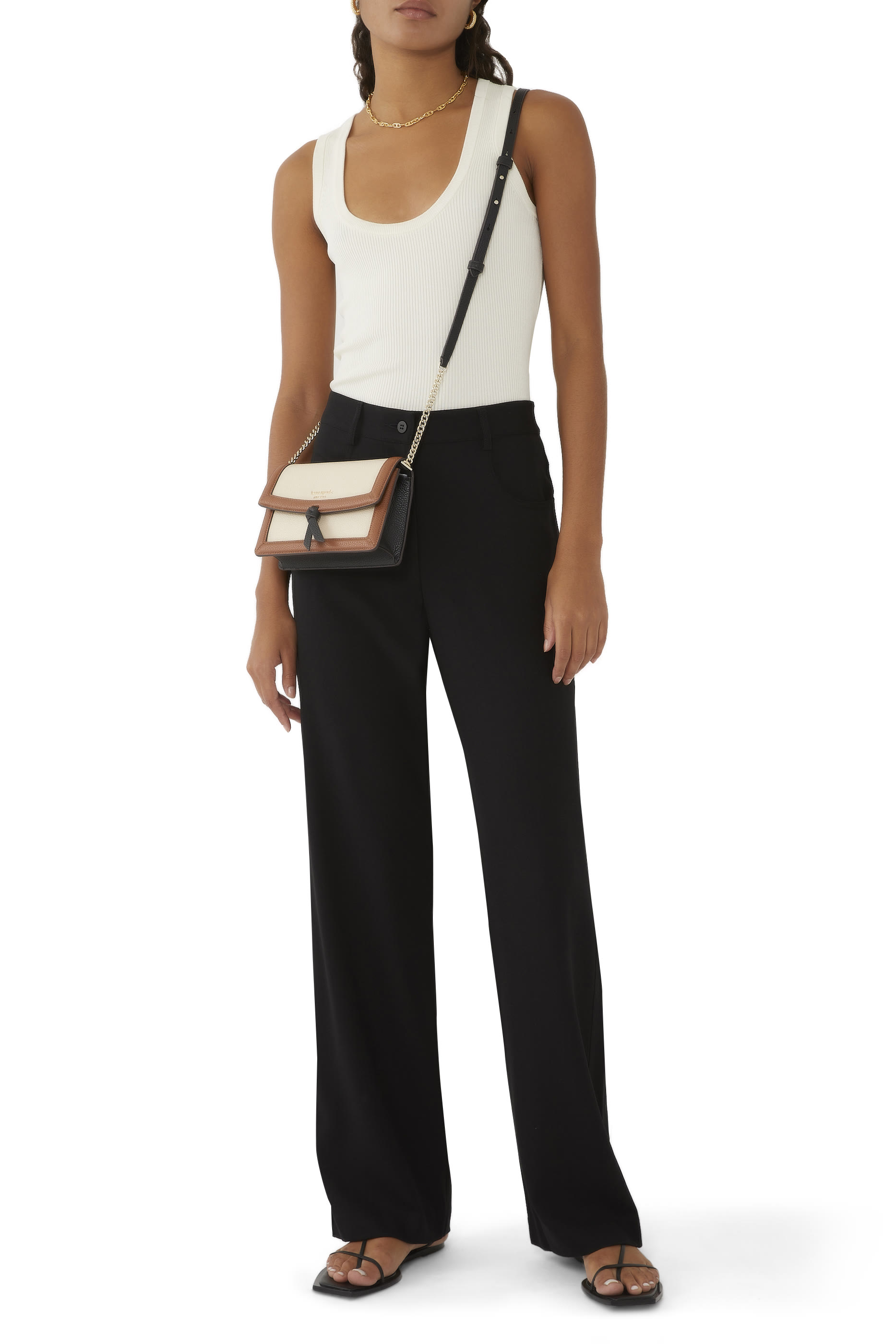 حقيبة كروس نوت مقسمة بألوان بغطاء قلاب