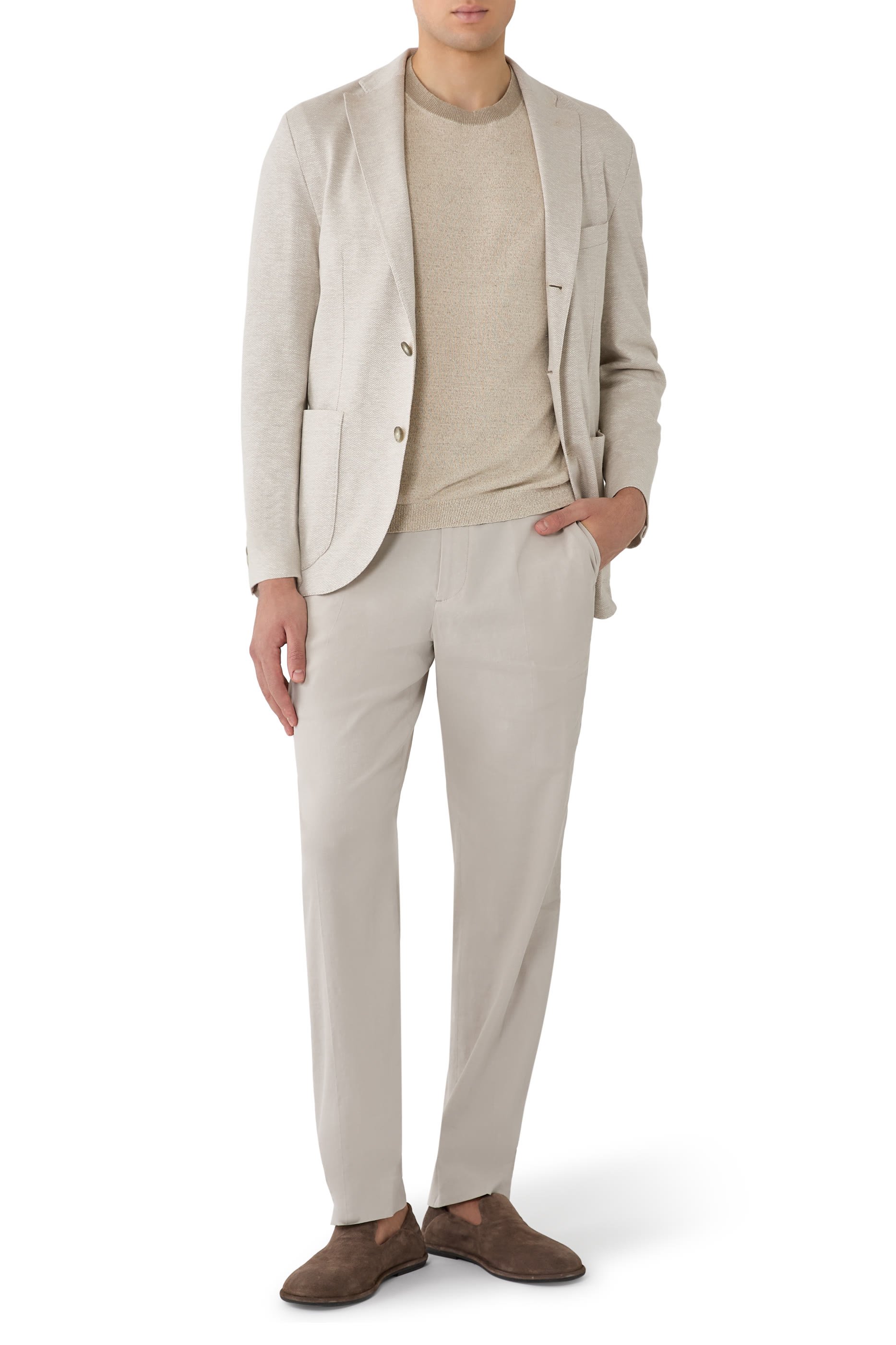 تيشيرت بياقة ضيقة حرير وكتان