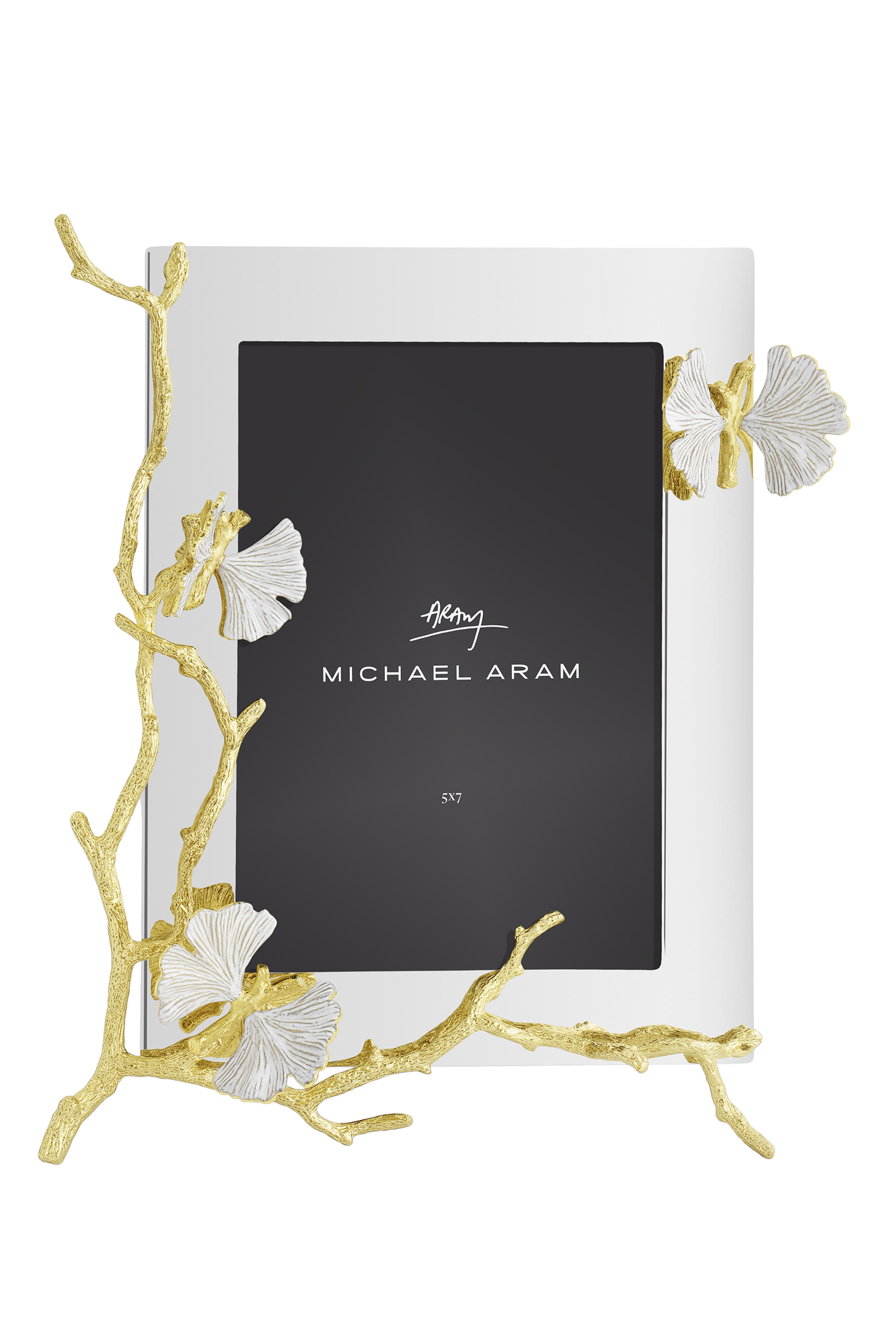 إطار صور بتصميم فراشة الجنكة بلون ذهبي عاكس،  5x7