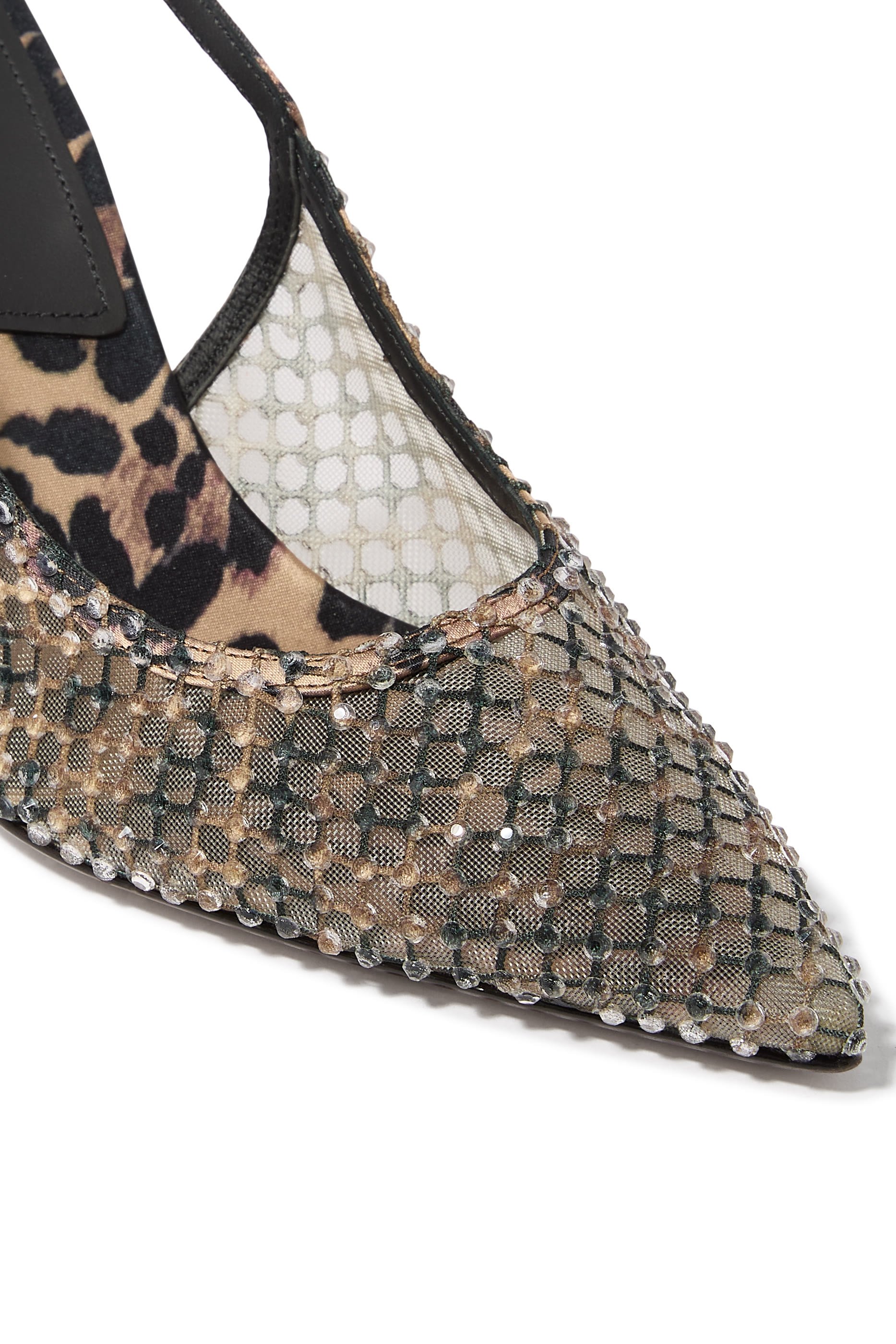 حذاء كلاسيكي غيلدا 80 مطرز بنقشة جلد الفهد قماش شبكي