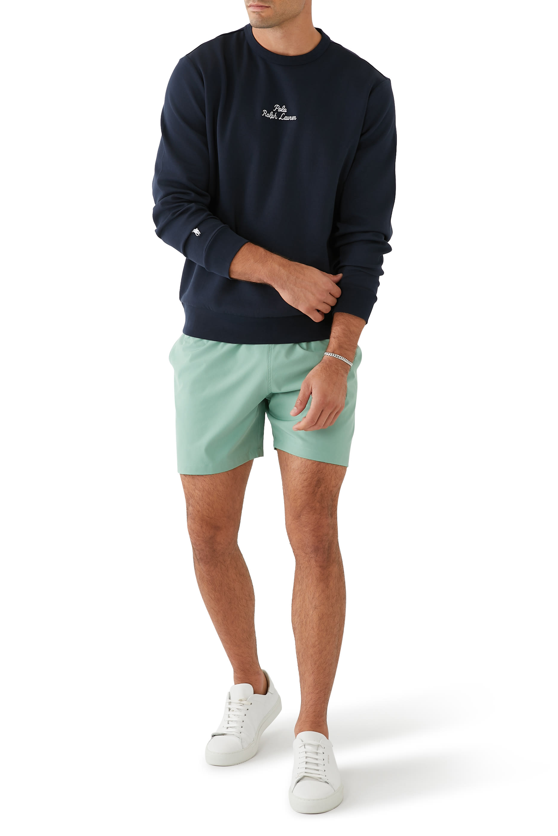 سويت شيرت نسيج مزدوج بتطريز شعار الماركة