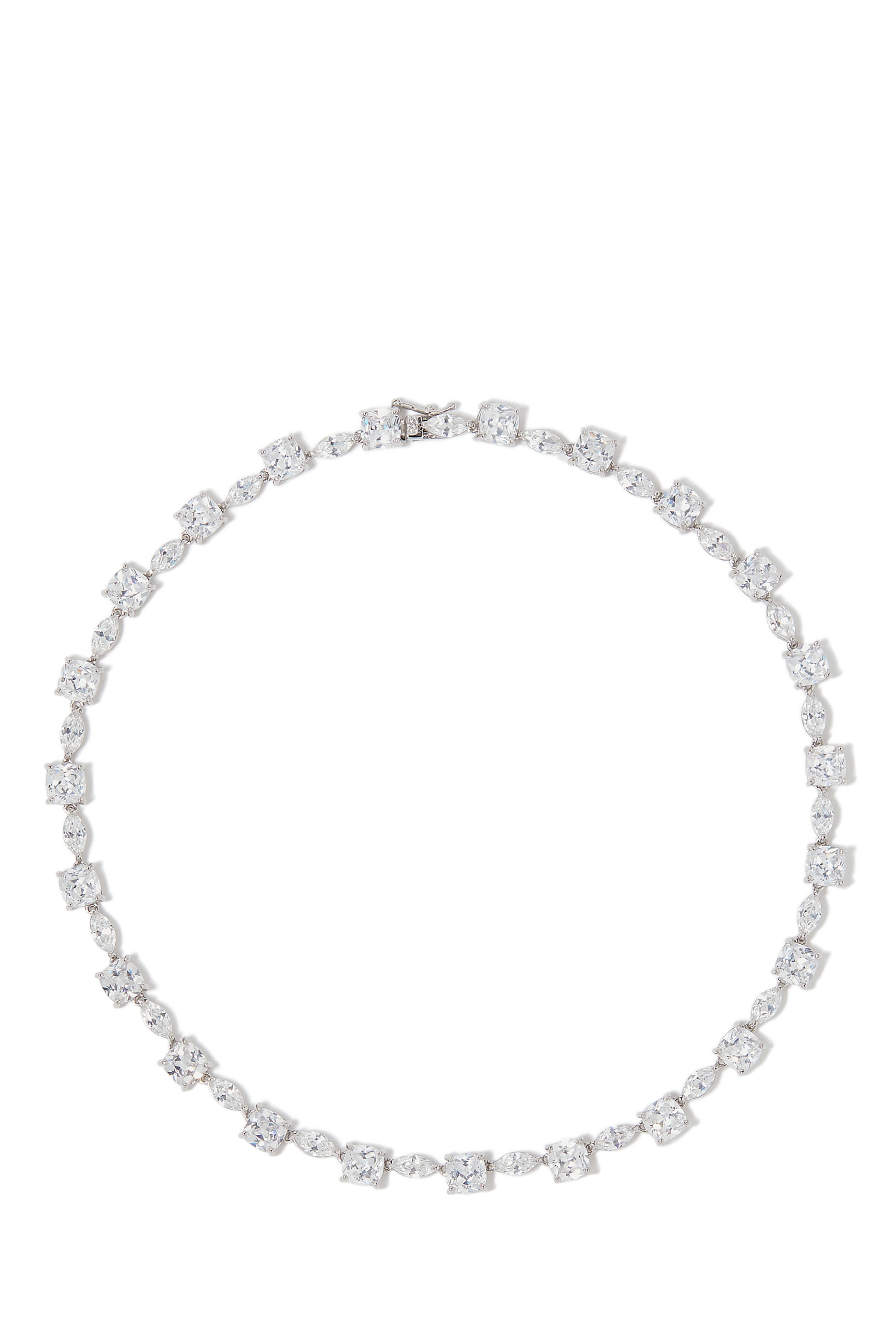 قلادة تنس كوشن اند ماركيز مرصعة بأحجار زركونيا مكعبة، نحاس مطلي بالروديوم