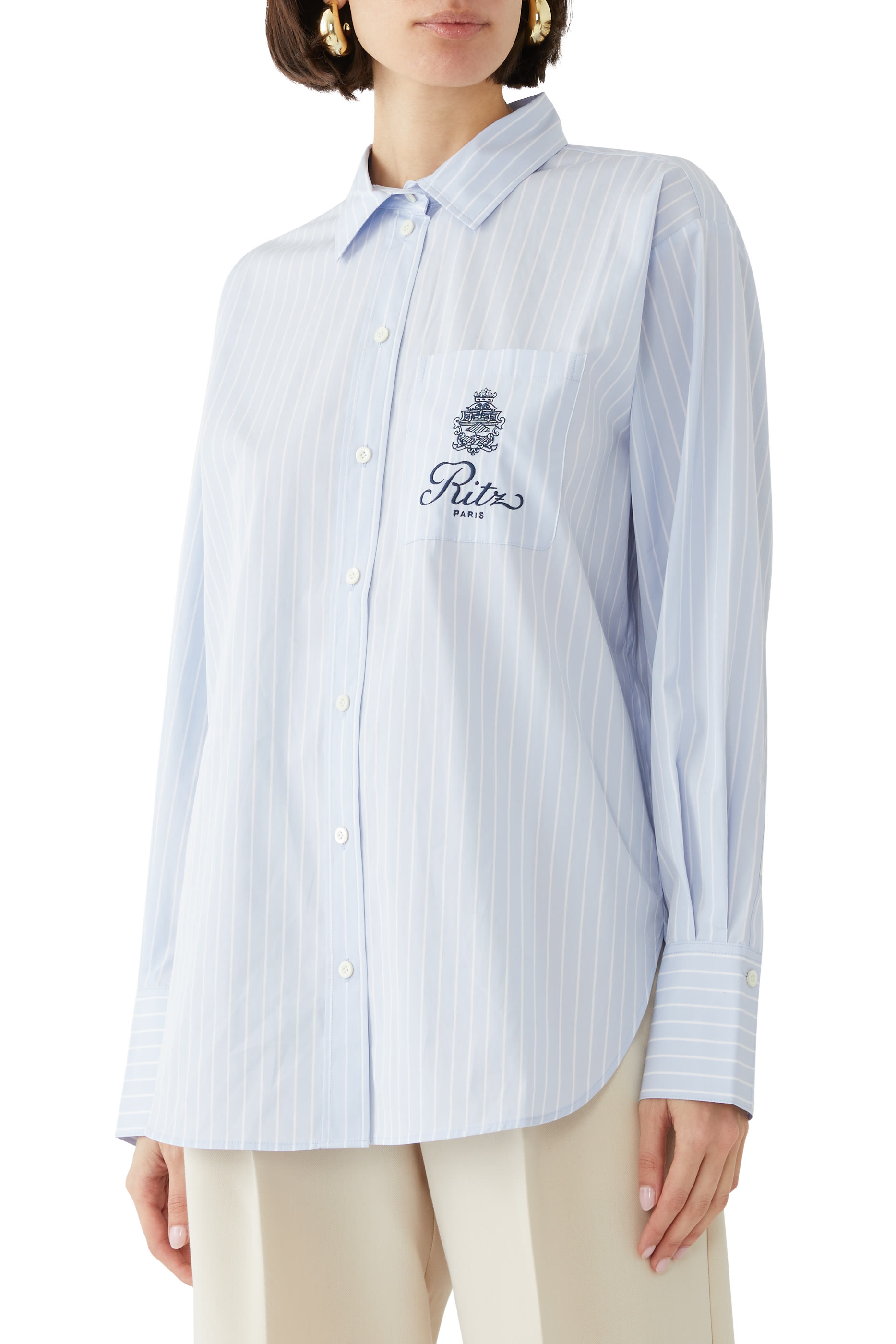 قميص ريتز بقصة فضفاضة وجيب