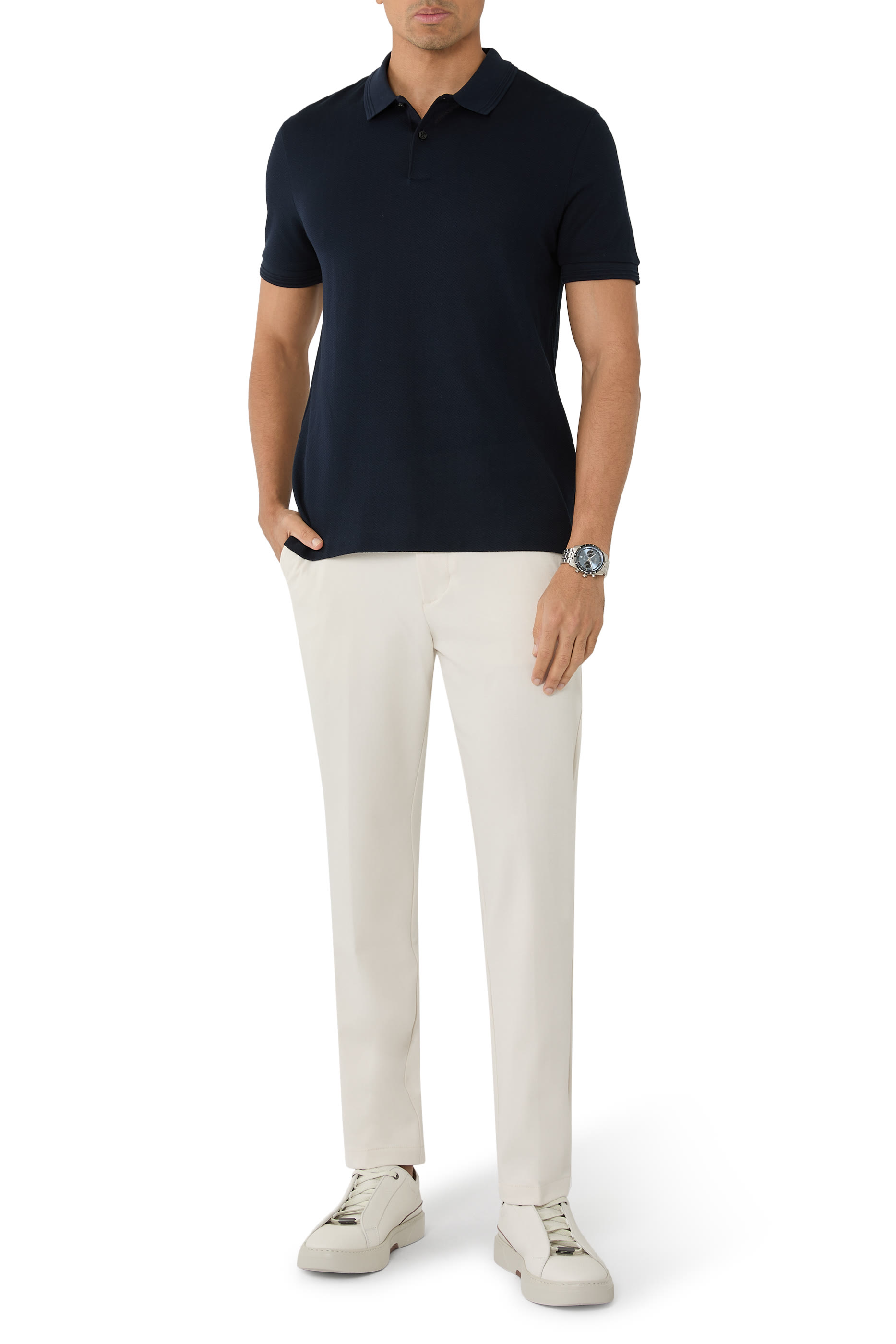 قميص بولو هيرينغبون بقصة منتظمة قطن